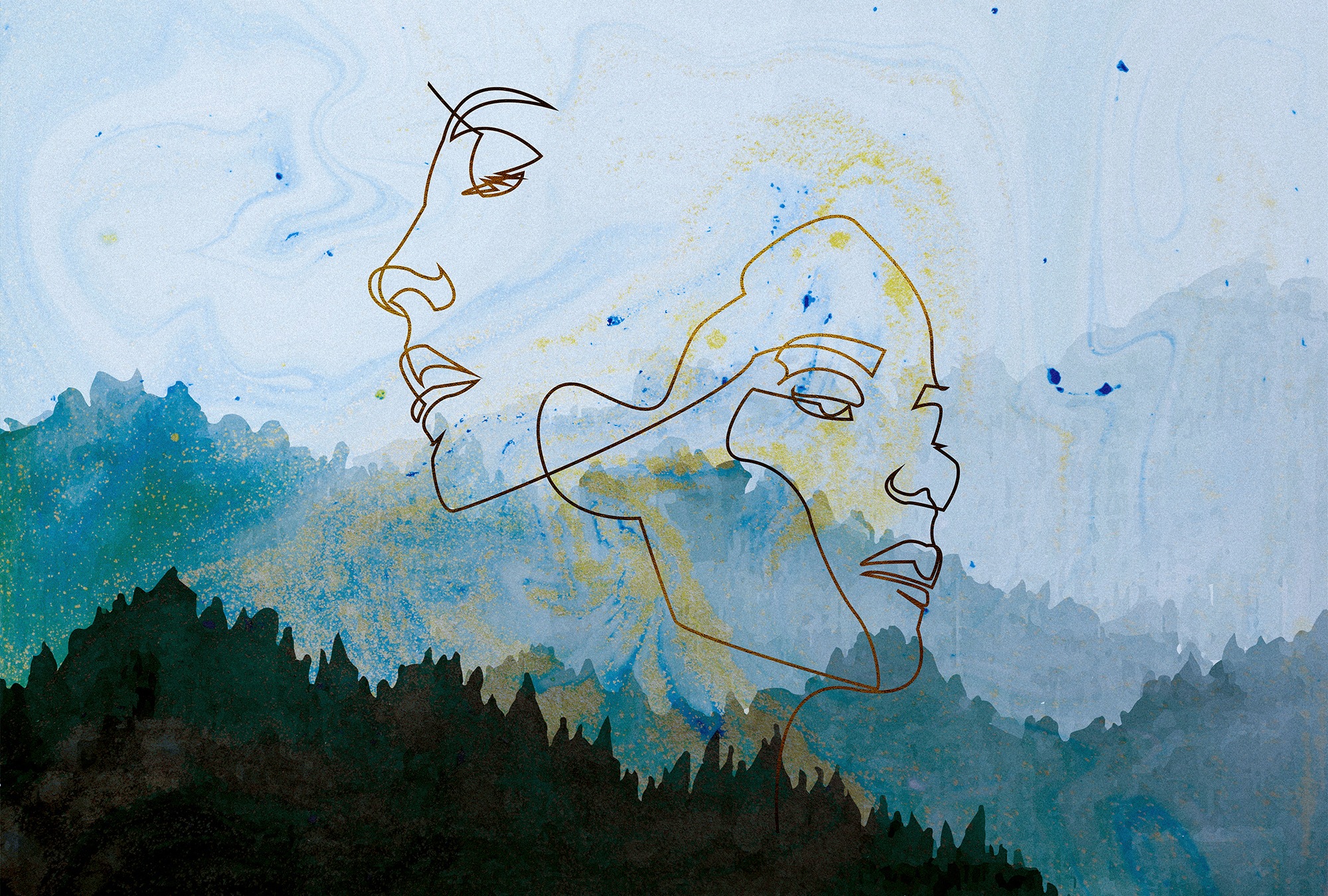 Architects Paper Fototapete »Atelier 47 Golden Outline 1« Wald glatt Vlies, günstig online kaufen