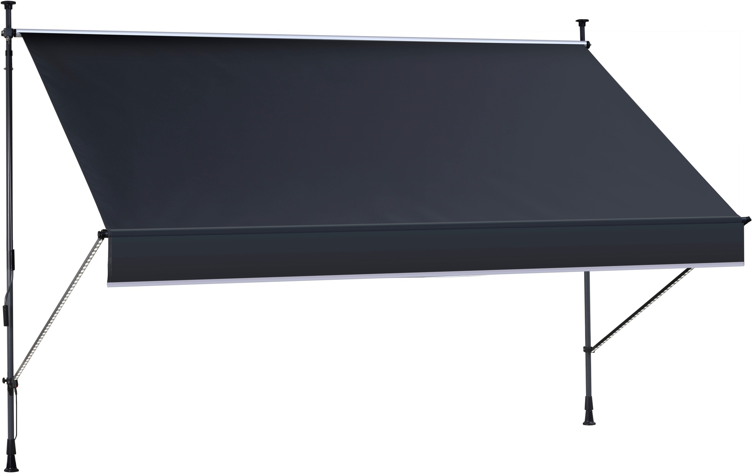 Konifera Klemmmarkise "Jávea mit LED-Lichtstreifen", grau (anthrazit), 300cm, 150cm