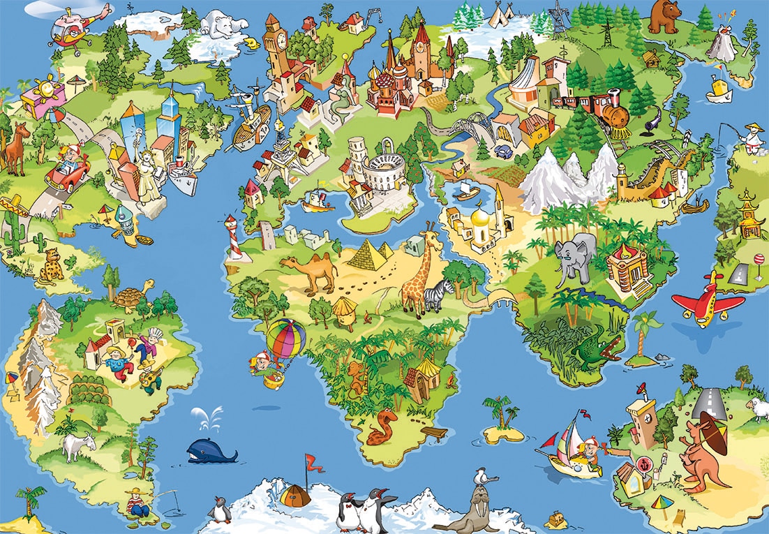 Papermoon Fototapete »Kids World Map« glatt günstig online kaufen
