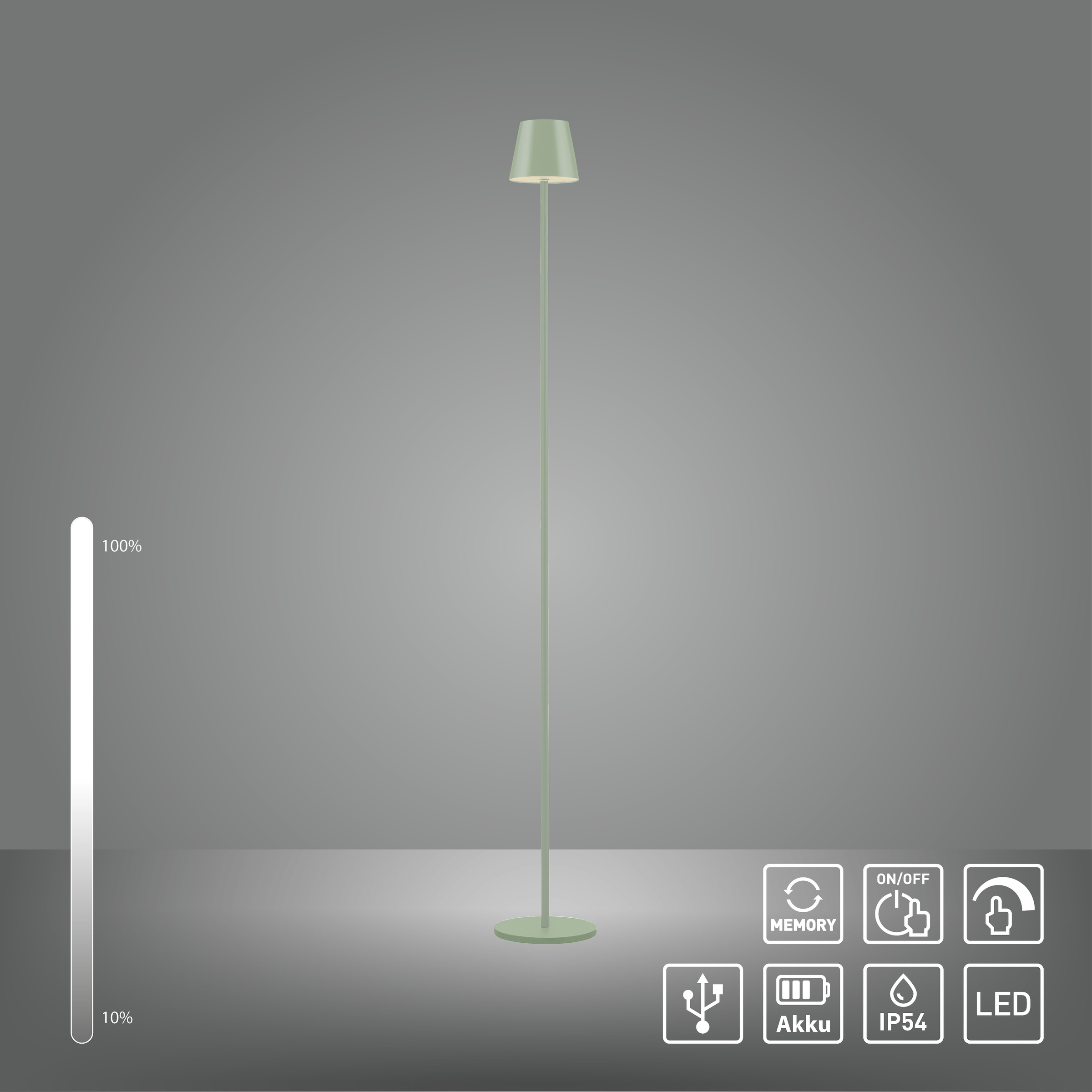 JUST LIGHT Stehlampe »EURIA«, 1 flammig, Leuchtmittel LED-Modul | LED fest integriert, Akkuleuchte