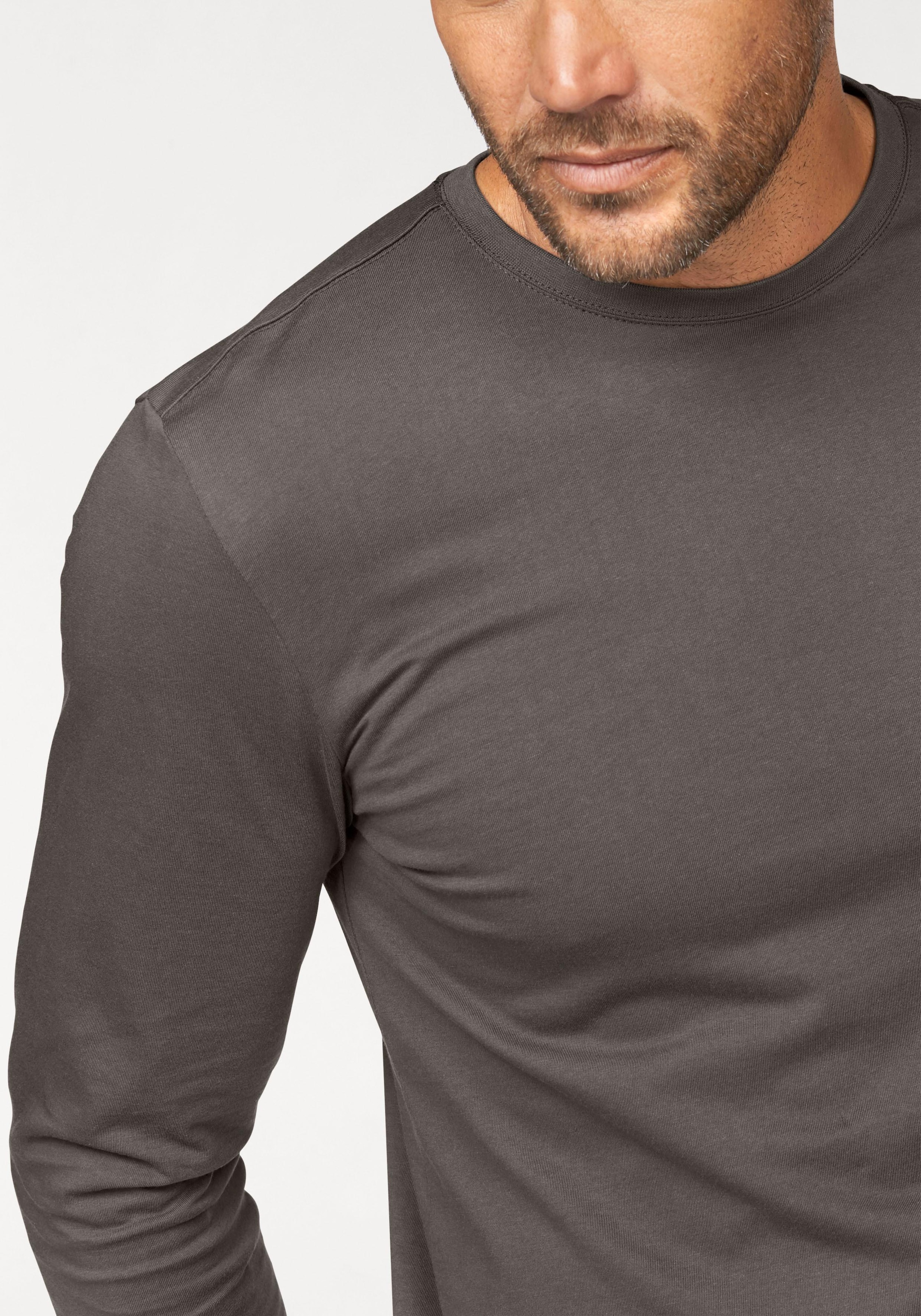 Man's World Langarmshirt »neue Farbe !«, (3er-Pack), Langarm, unifarben, aus Baumwolle, im 3er-Pack