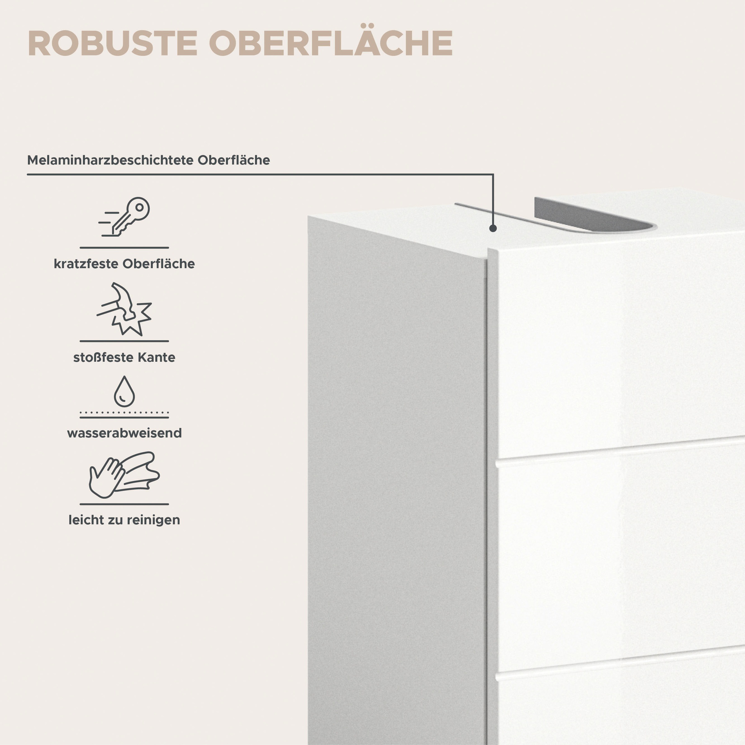 welltime Badmöbel-Set »Biel, Höhe 190 cm, Hochschrank, Unterschrank, Spiegelschrank«, (3 St.), Bad Set, modernes Design, Hochschrank, Unterschrank, Spiegel