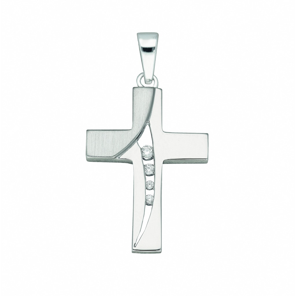 - Adelia´s Silber Kette mit Halskette mit Schmuckset Anhänger Zirkonia« mit »925 Kreuz Anhänger Set