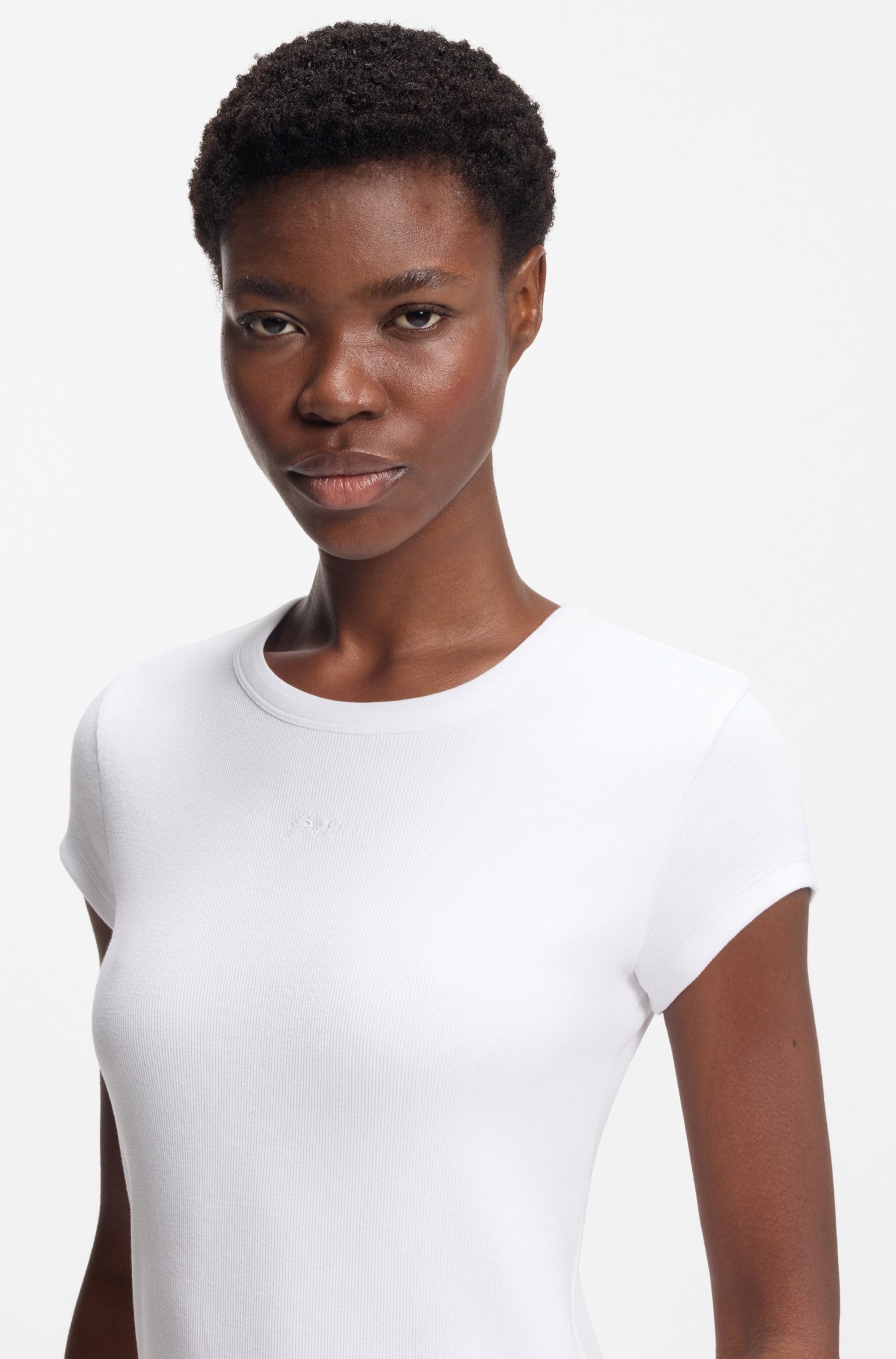 BOSS ORANGE Kurzarmshirt »Ecute Premium Damenmode« Slim Fit mit Rundhalsausschnitt