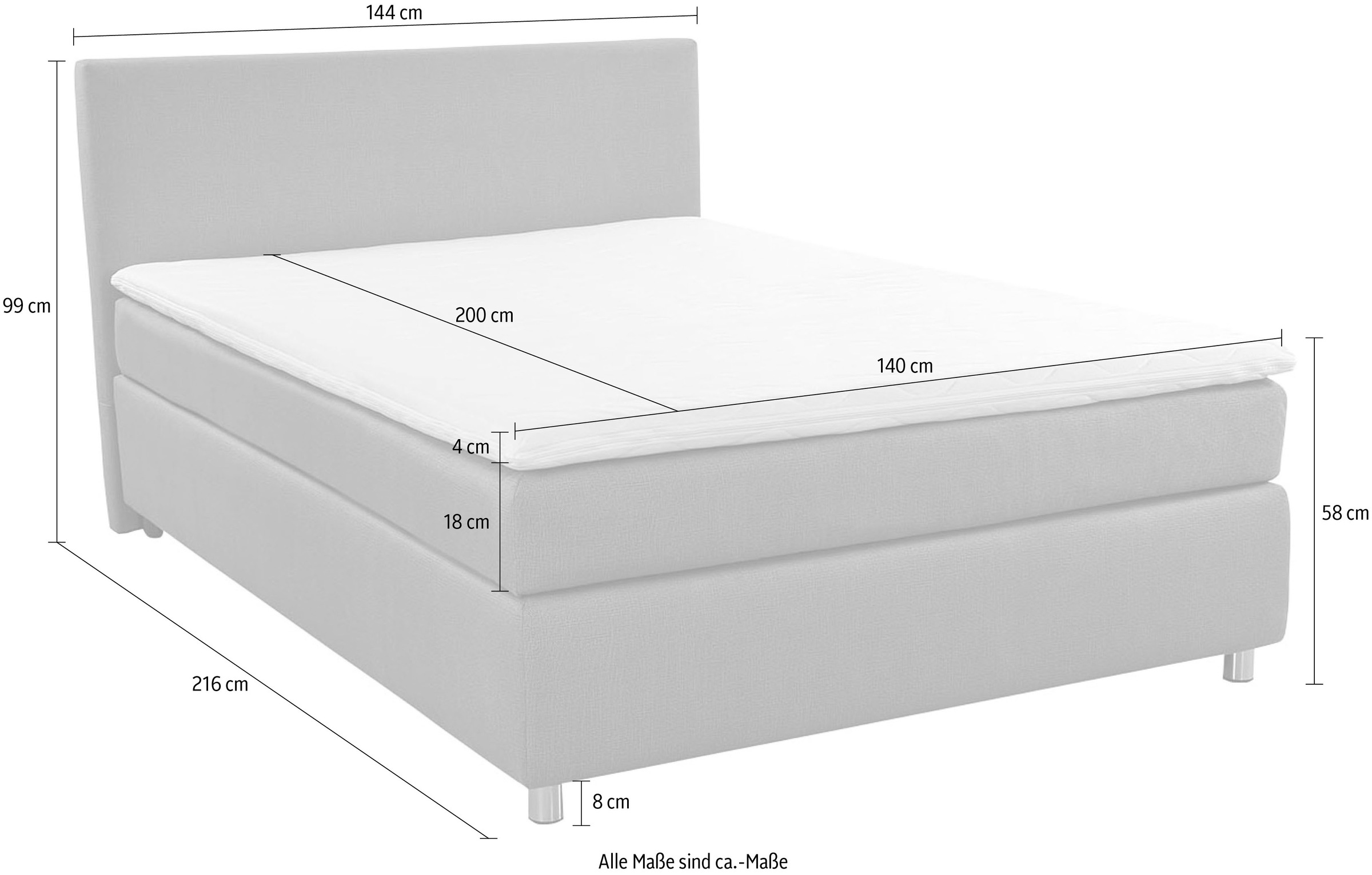 Jockenhöfer Gruppe Boxbett »Altona«, inklusive Topper, erhältlich in 140 & 180cm Breite