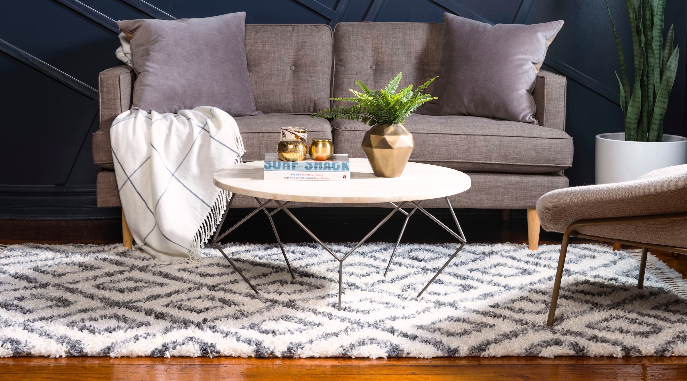 Myflair Möbel & Accessoires Hochflor-Teppich »Top Shag, LAGERRÄUMUNG!«, rechteckig, 32 mm Höhe, gewebt, Rauten Design, melierte Optik, weich & kuschelig, mit Fransen