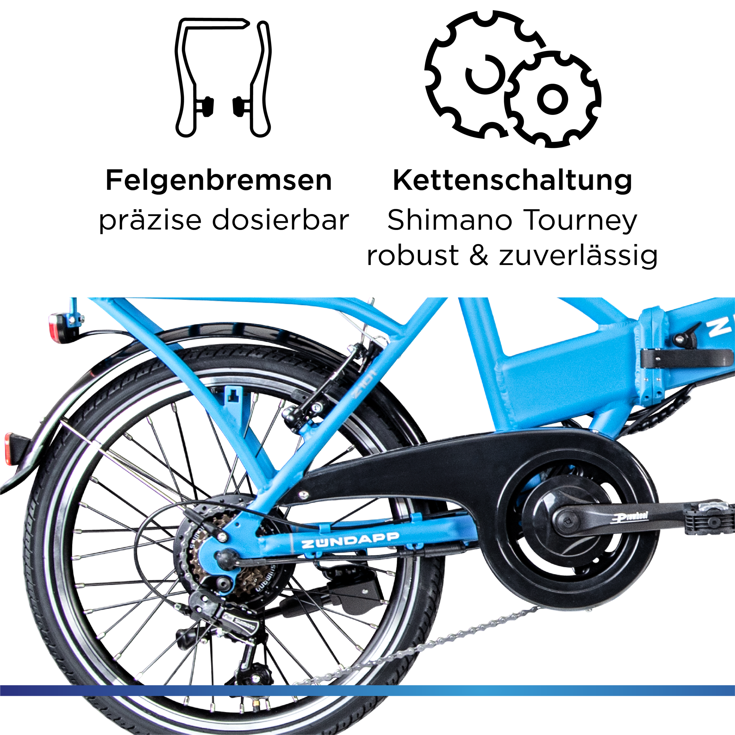 Zündapp »Z101« 6 Gang Shimano Tourney RD-TY300 Schaltwerk Kettenschaltung Heckmotor 250 W Pedelec, Elektrofahrrad für Damen u. Herren