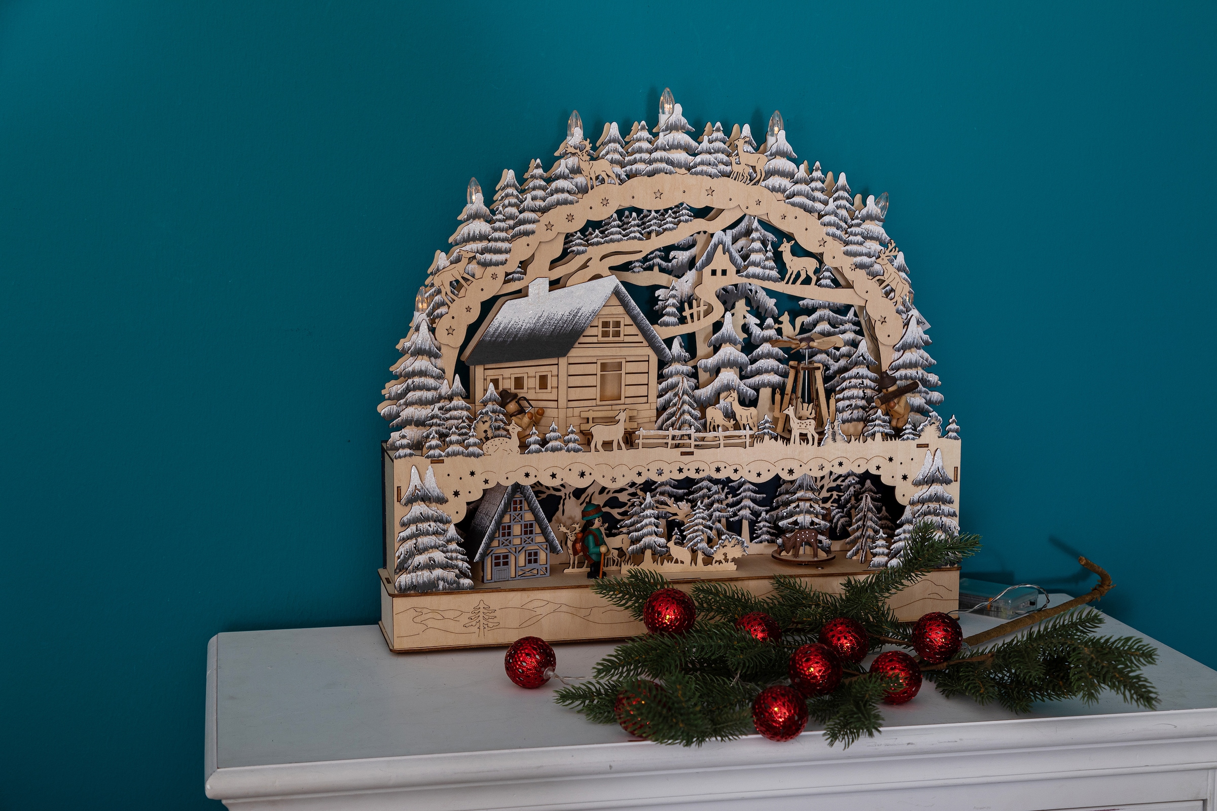 Home affaire LED Schwibbogen »Weihnachtsdeko«, aus Holz, mit LED  Beleuchtung, Höhe ca. 47 cm online bestellen