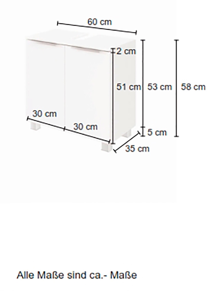 welltime Waschbeckenunterschrank »Matera« Breite 60 cm, mit hochwertigen matten MDF-Fronten