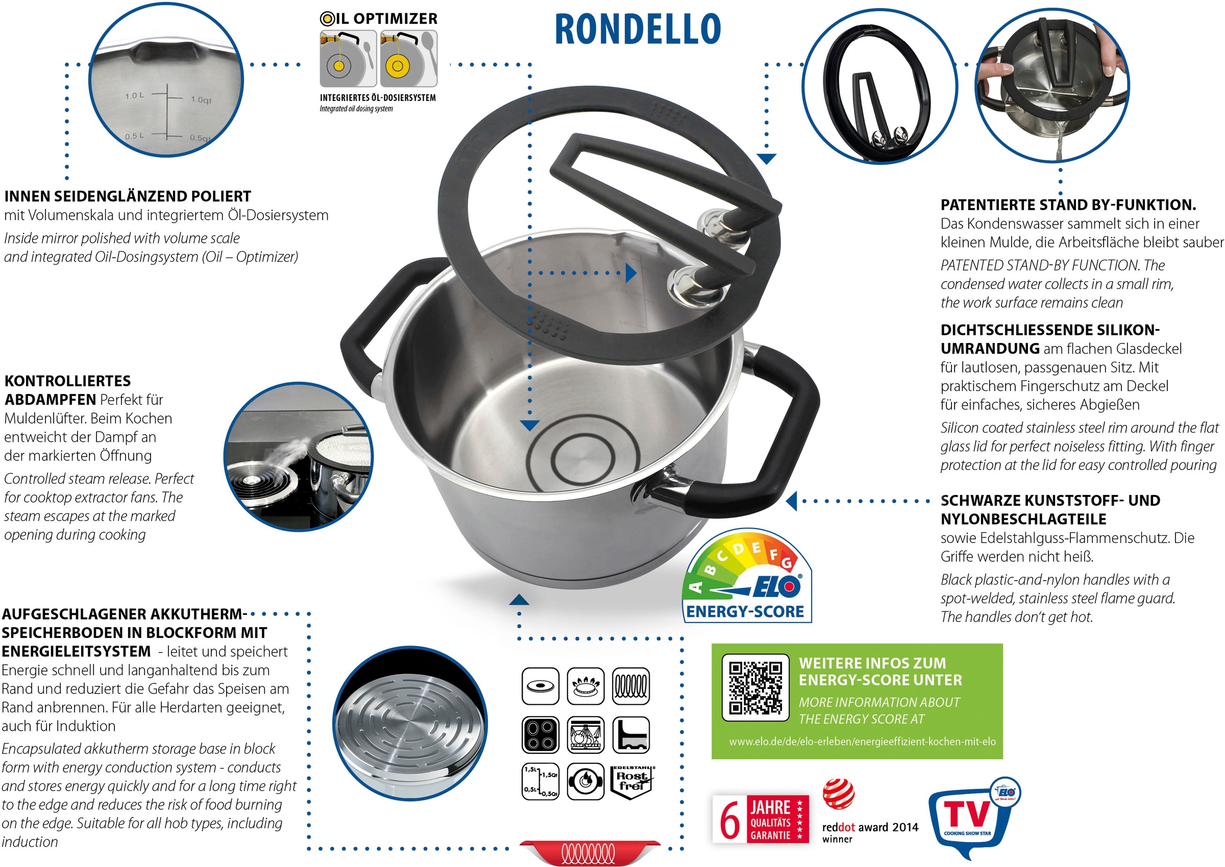 Elo Premium Topf-Set »Rondello« Set, je 1 Fleischtopf Ø 16/20/24 cm, 1x Sti günstig online kaufen