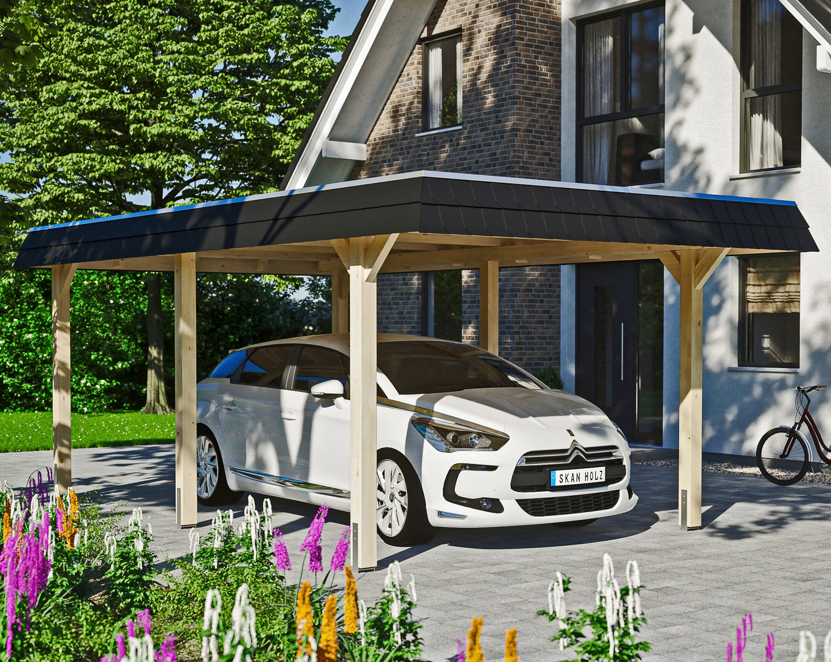 Skanholz Einzelcarport »Wendland« Leimholz 291 cm natur günstig online kaufen