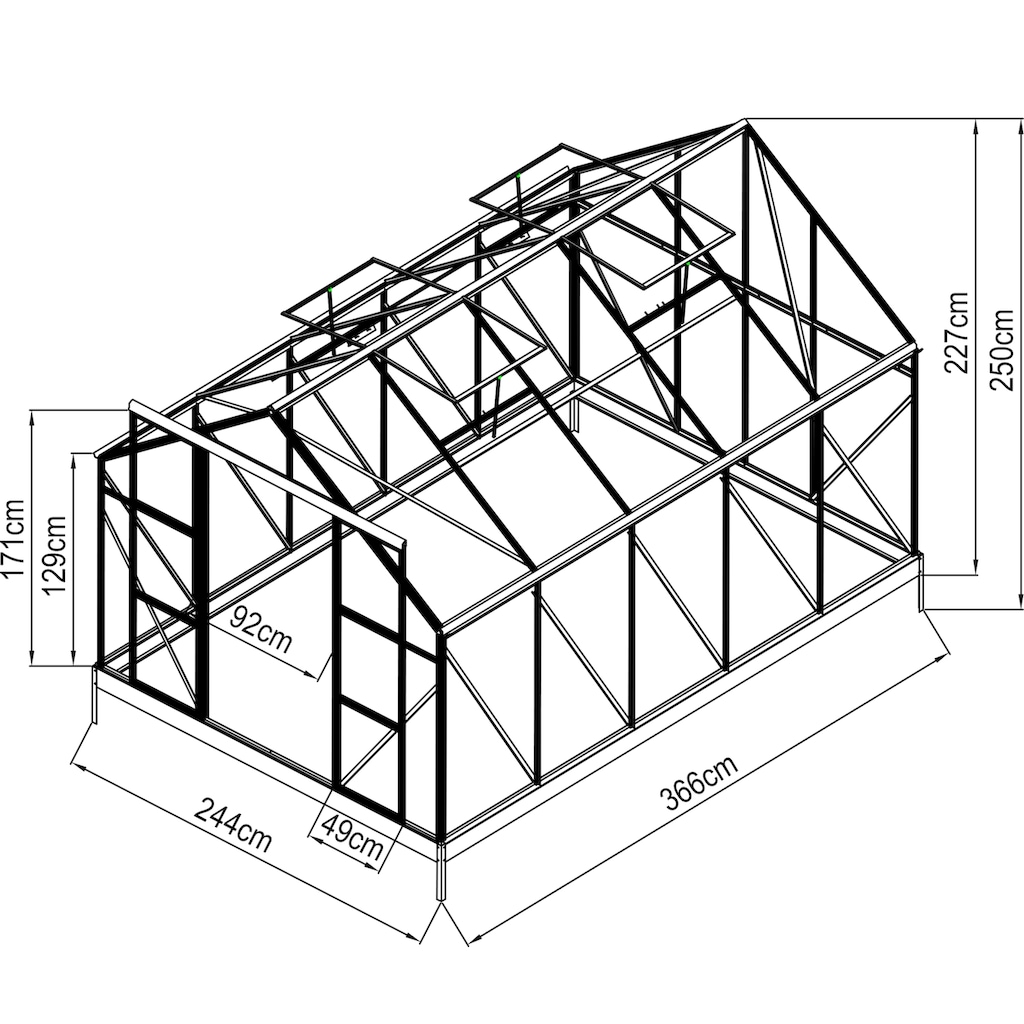 KONIFERA Gewächshaus »Asti 3600«, (Komplett-Set)