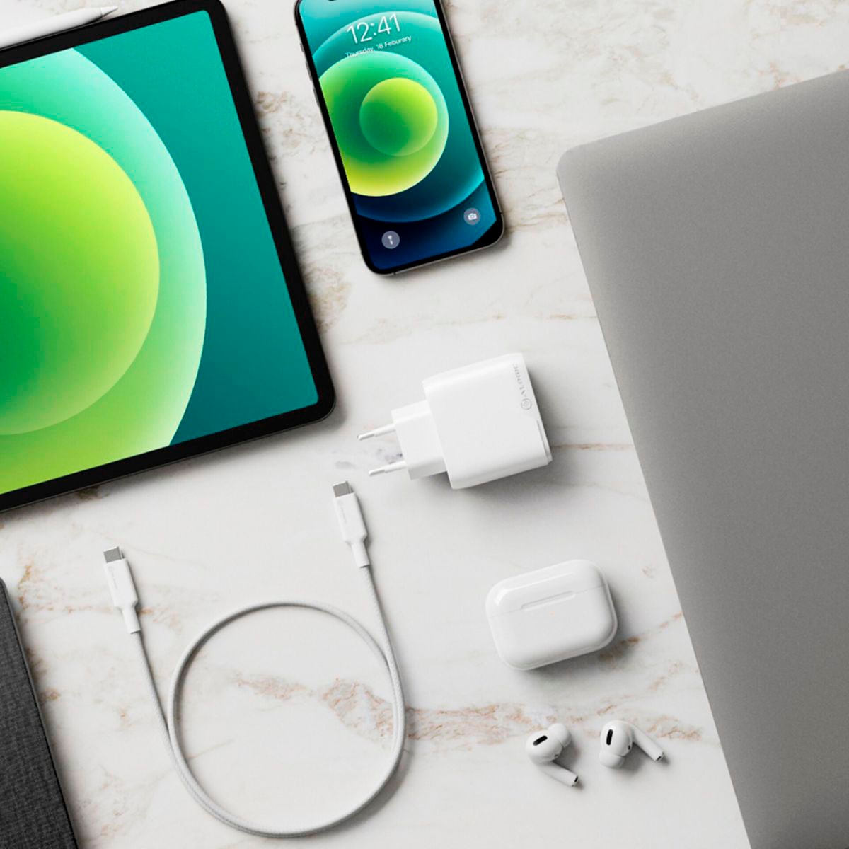 ALOGIC USB-Ladegerät »Rapid Power 65W USB-C PD Fast GaN + USB-C-Kabel (2m)«