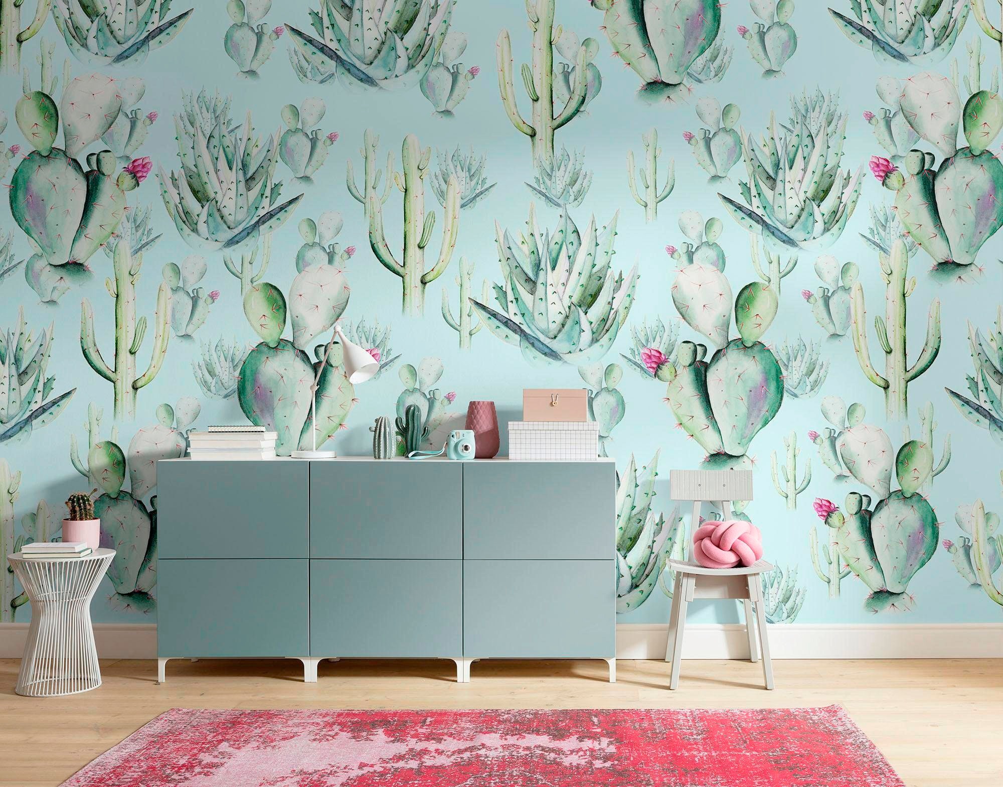 Komar Fototapete Vlies Cactus Blue  400 x 250 cm günstig online kaufen