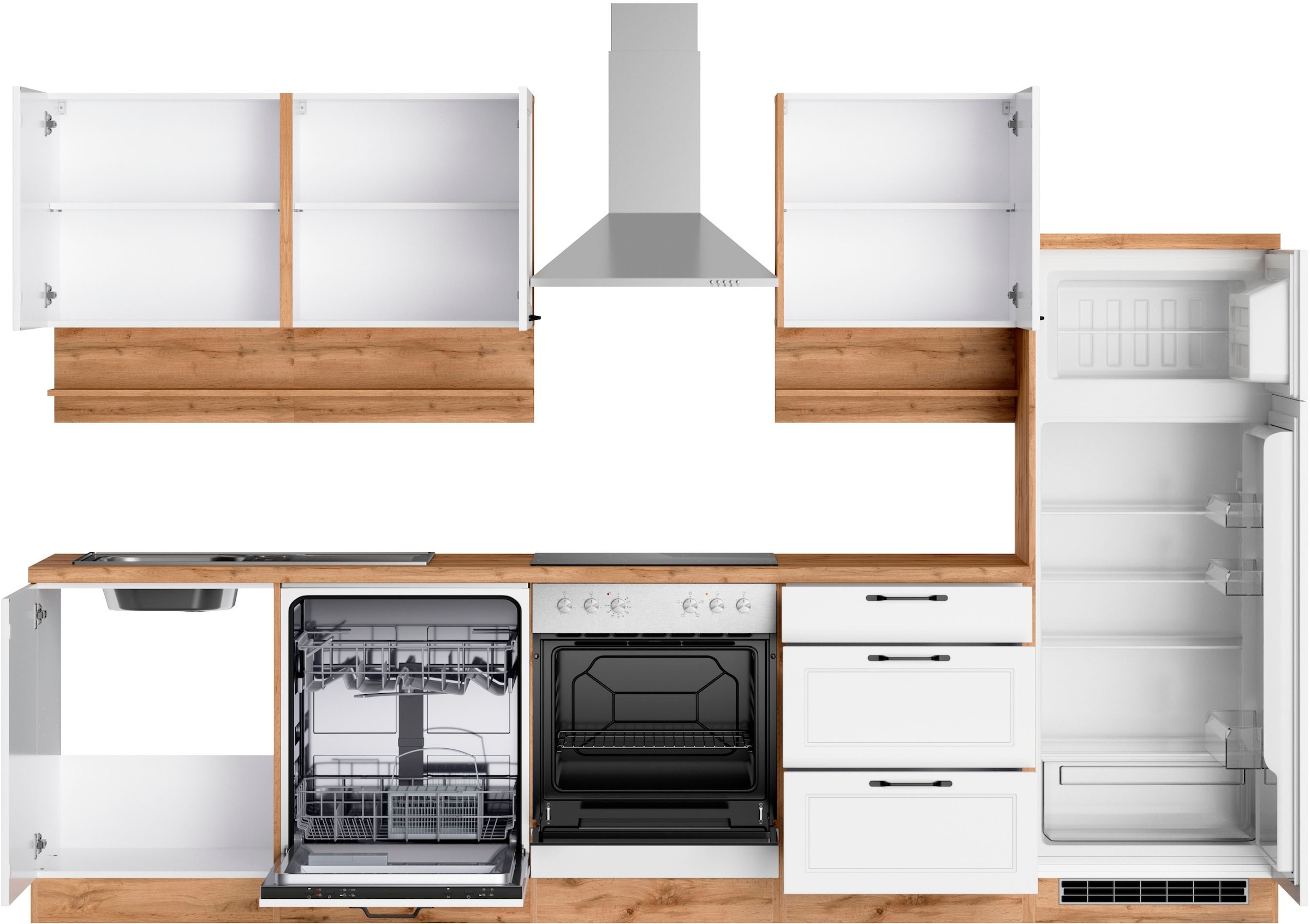 KOCHSTATION Küchenzeile »KS-Lana« 300 cm breit, wahlweise mit oder ohne E-Geräte