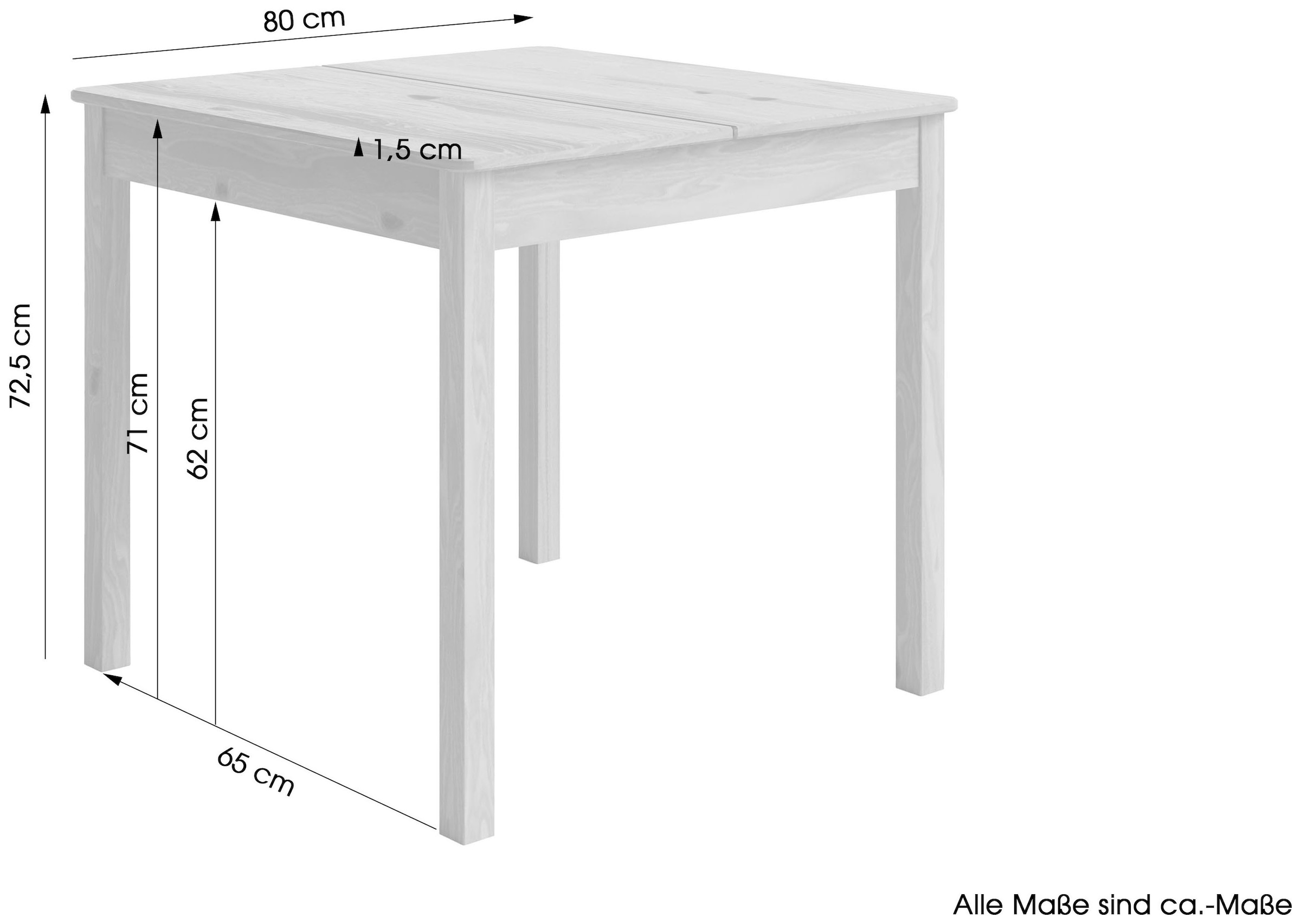 Home affaire Essgruppe »Malmö«, (Set, 5 tlg.), bestehend aus Tisch und Stühlen in Kiefer Massivholz naturfarbig