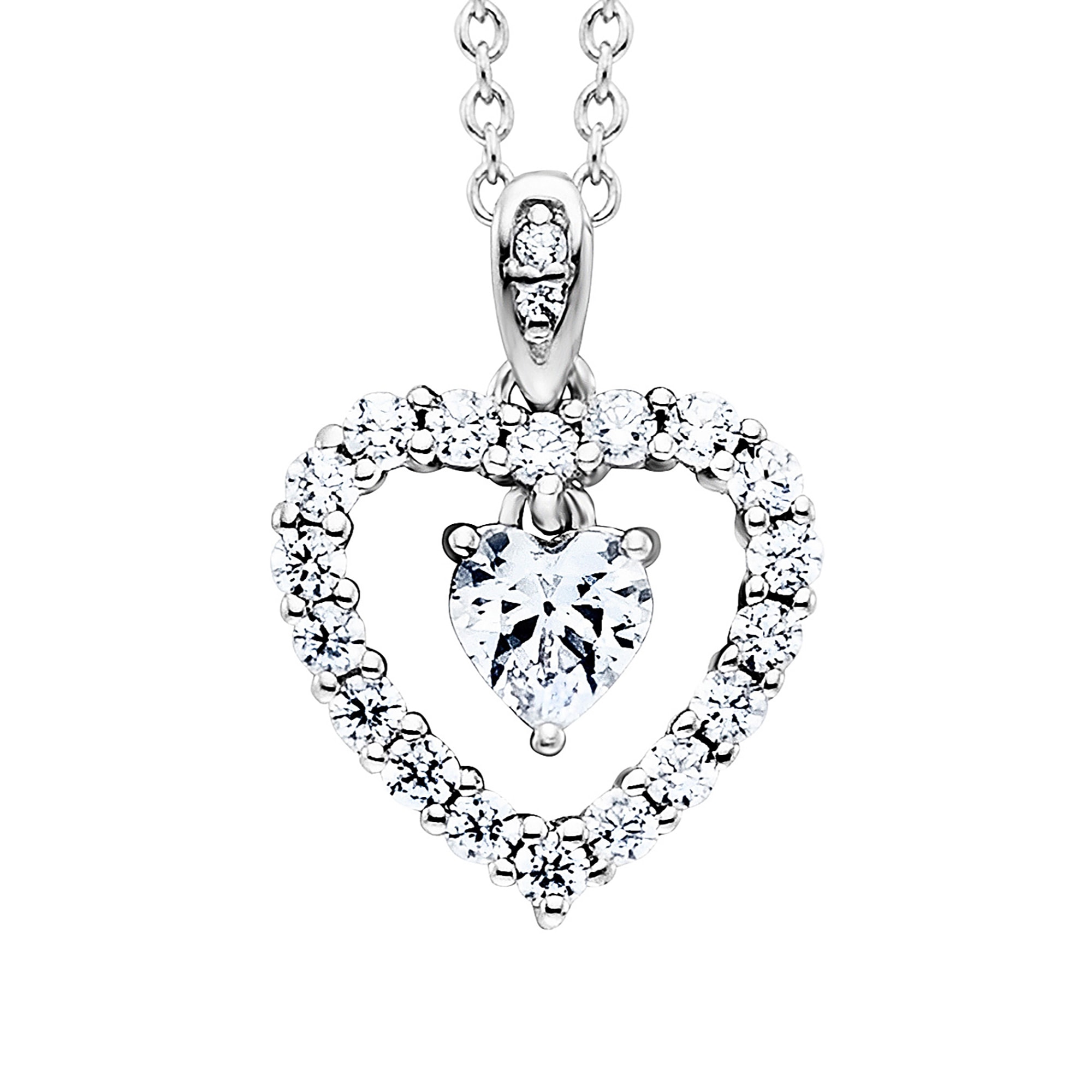 Julie Julsen Kette mit Anhänger »925/- Sterling Silber rhodiniert Herz mit Zirkonia weiß«