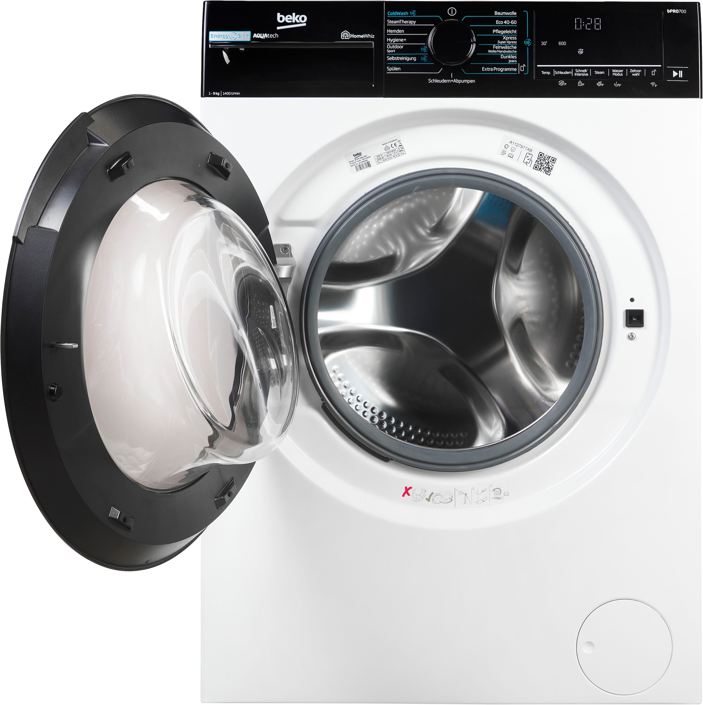 BEKO Waschmaschine »B7WFU69418W«, 9 kg, 1400 U/min, Vollelektronik