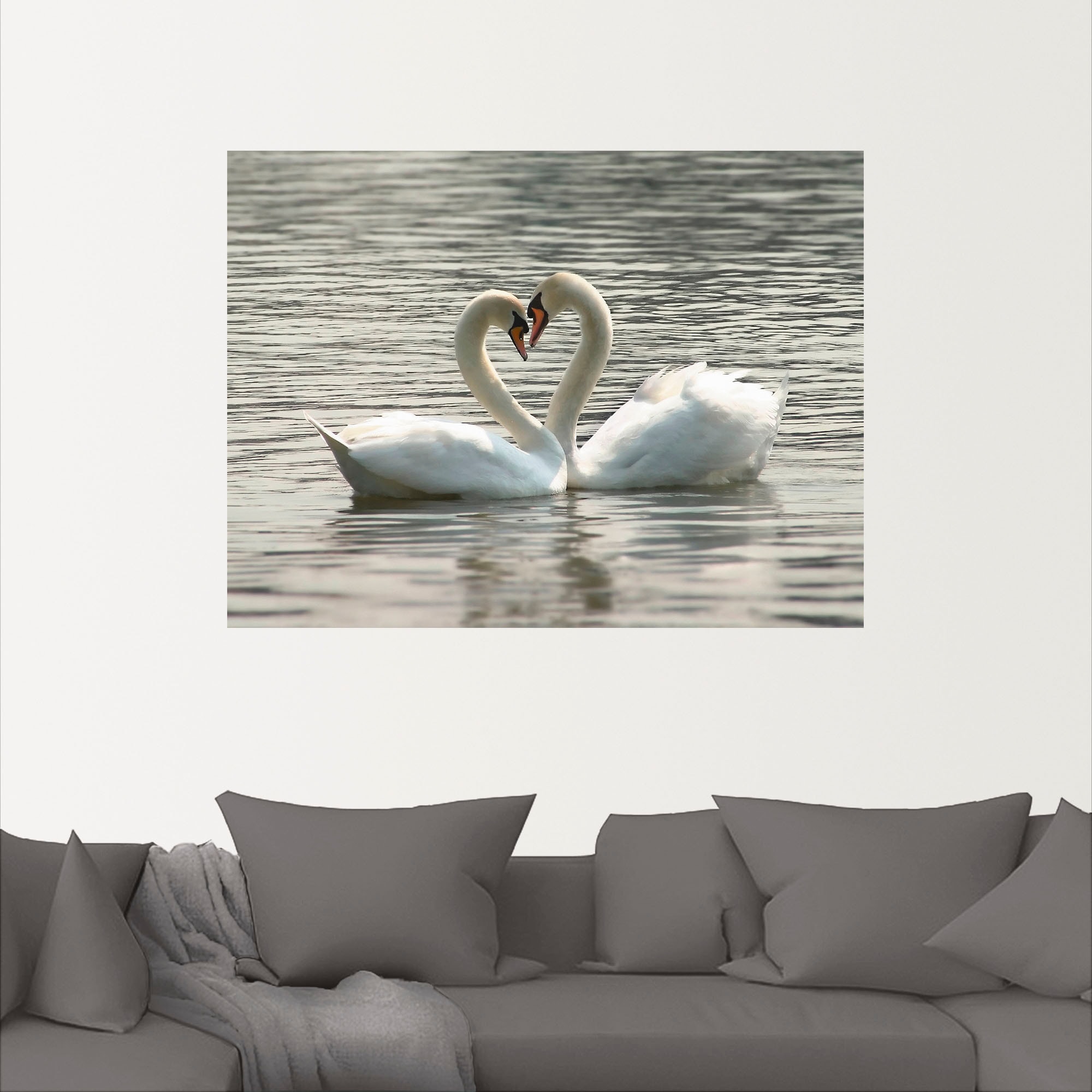 Artland Wandbild »Liebesspiel von Schwänen«, Vögel, (1 St.), als Leinwandbild, Wandaufkleber in verschied. Größen
