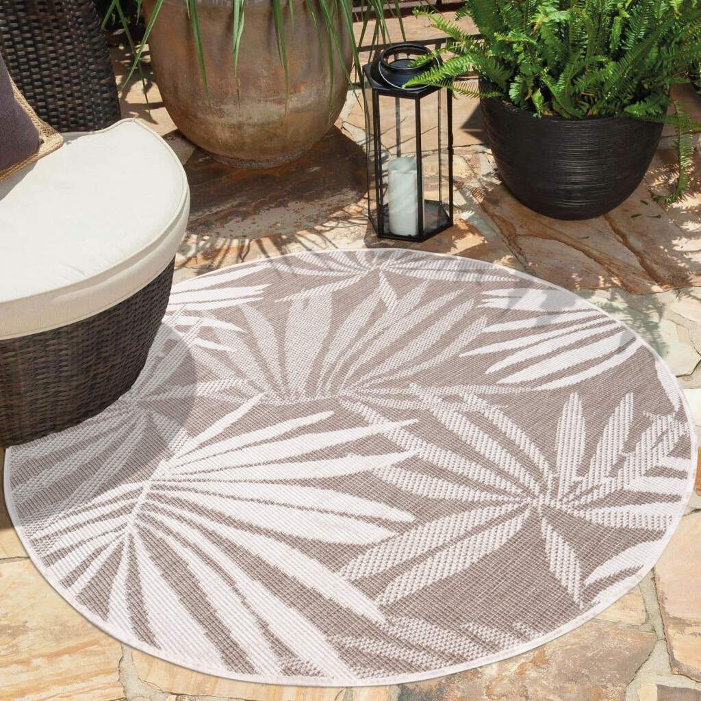 Carpet City Outdoorteppich »DUO RUG 5771«, rund, Wendeteppich Wetterfest In- & Outdoor, Balkon, Terrasse, Wohnzimmer