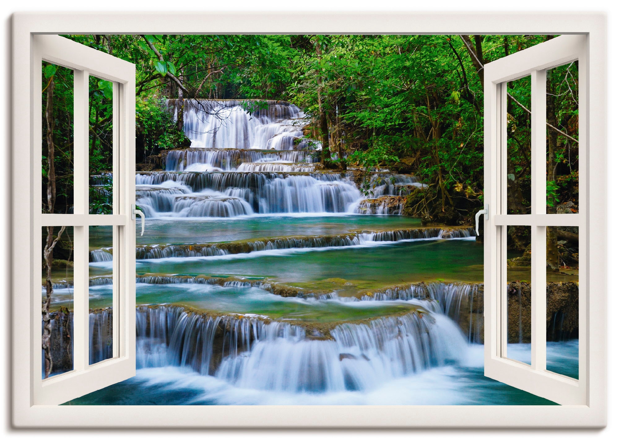 Artland Wandbild »Fensterblick Wasserfall in Kanchanaburi«, Fensterblick, ( günstig online kaufen