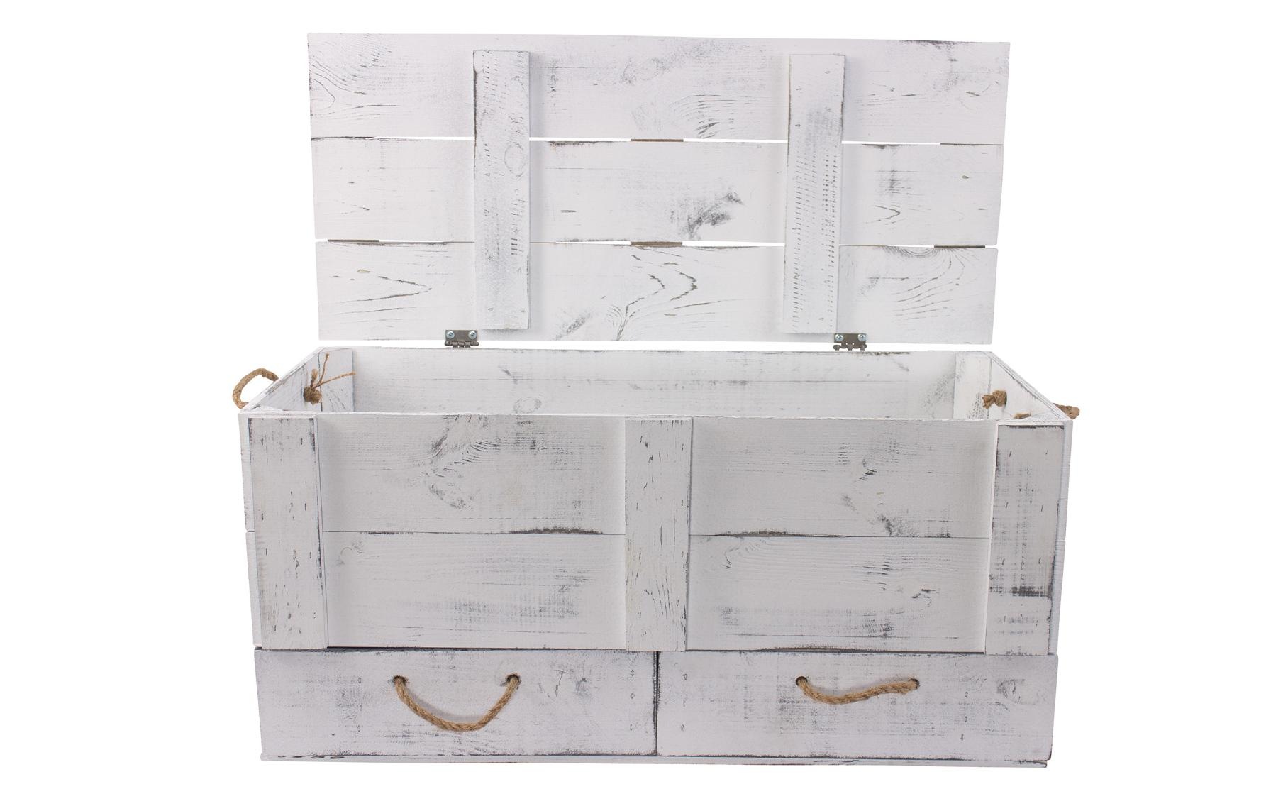 Holz Zollhaus Holzkiste »Vintage Shabby Weiss, 85 x 40 cm« Herkunftsland Ukraine, Holzart Kiefer