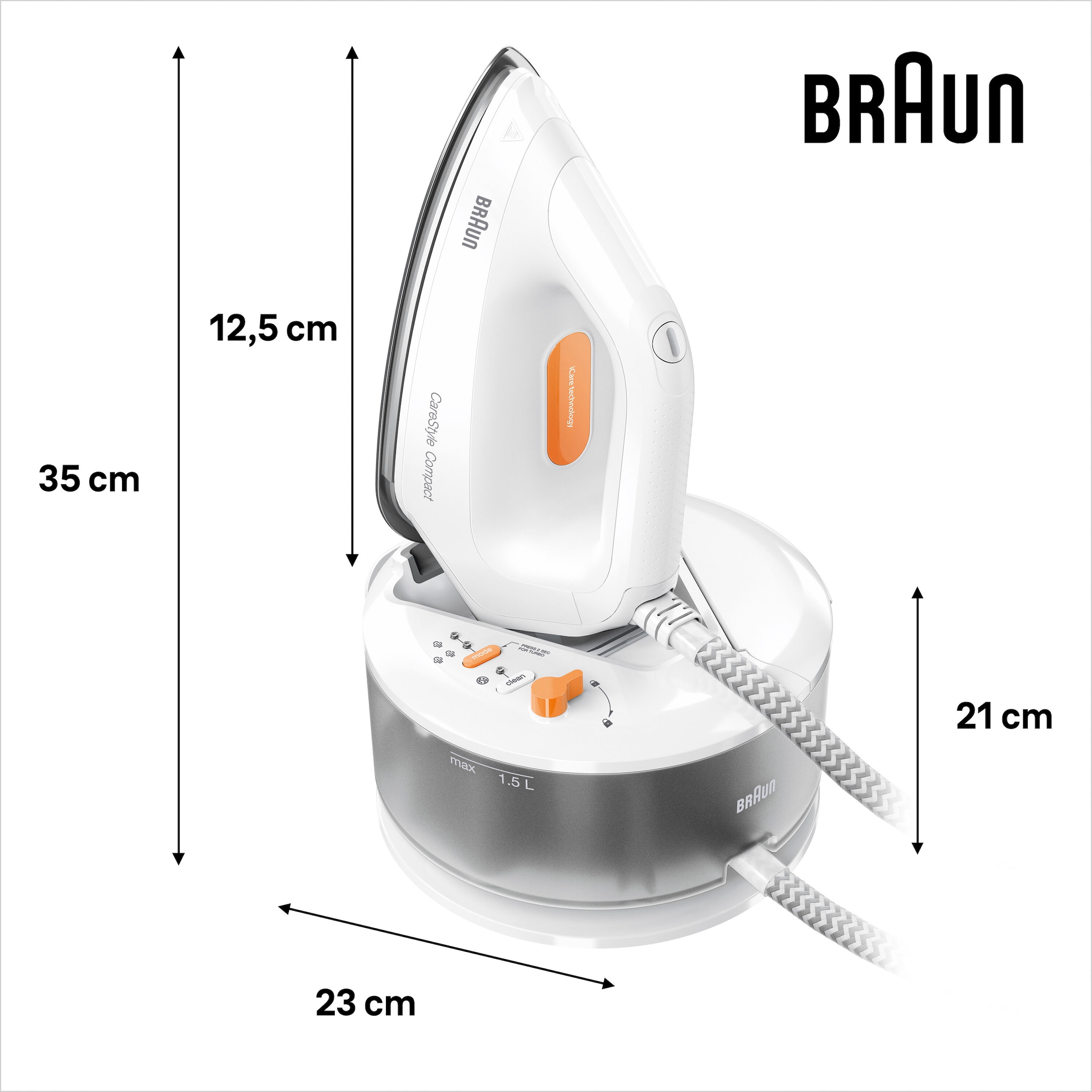 Braun Dampfbügelstation »CareStyle Compact IS 2132«, weiß, max. Dampfmenge  400g/min, Rückwärtsbügeln über Knöpfe online bestellen