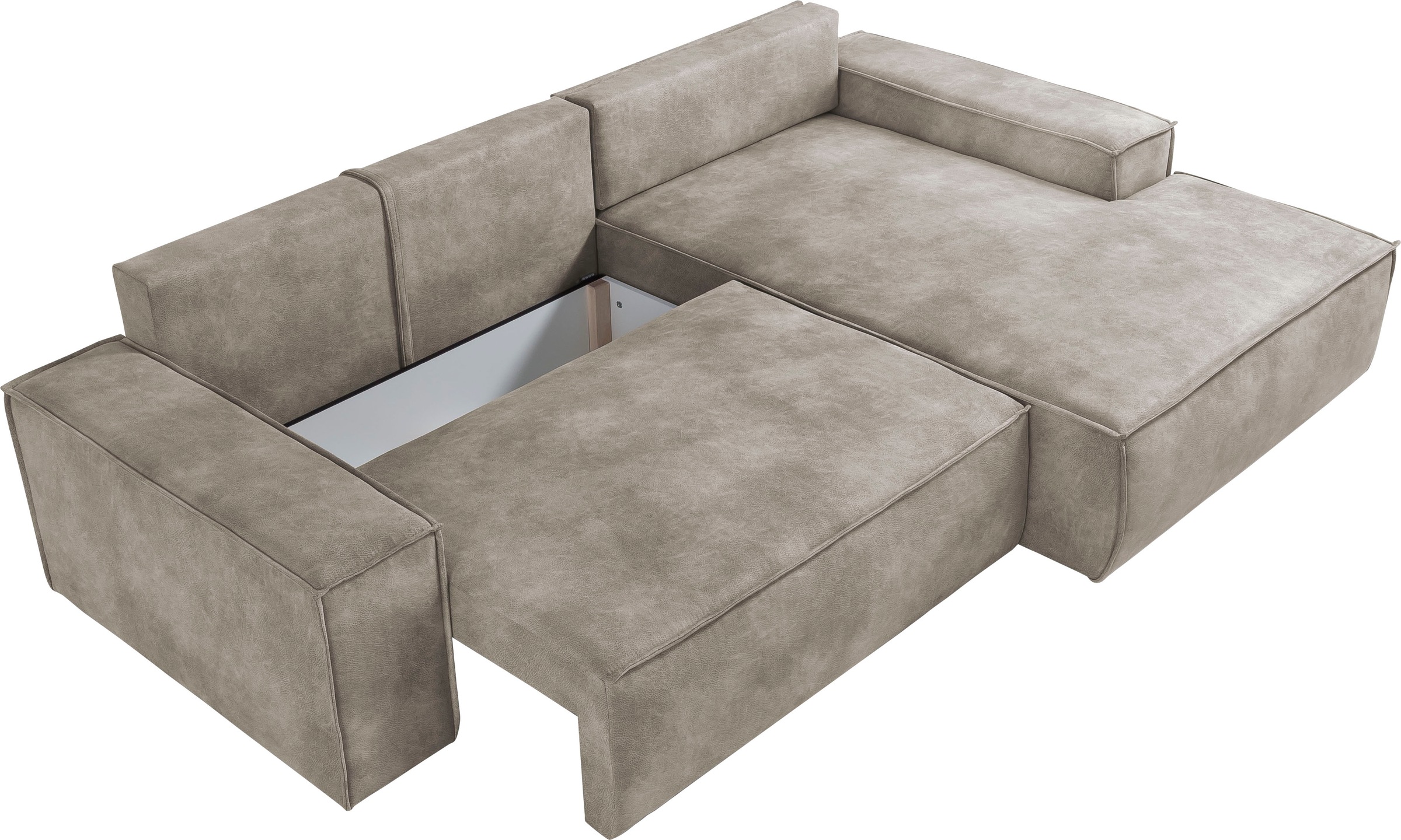 Home affaire Ecksofa SHERWOOD Schlafsofa 267 cm, L-Form, Schlaffunktion mit Bettkasten (210x136 cm), Cord, Vintage, Samtvelours