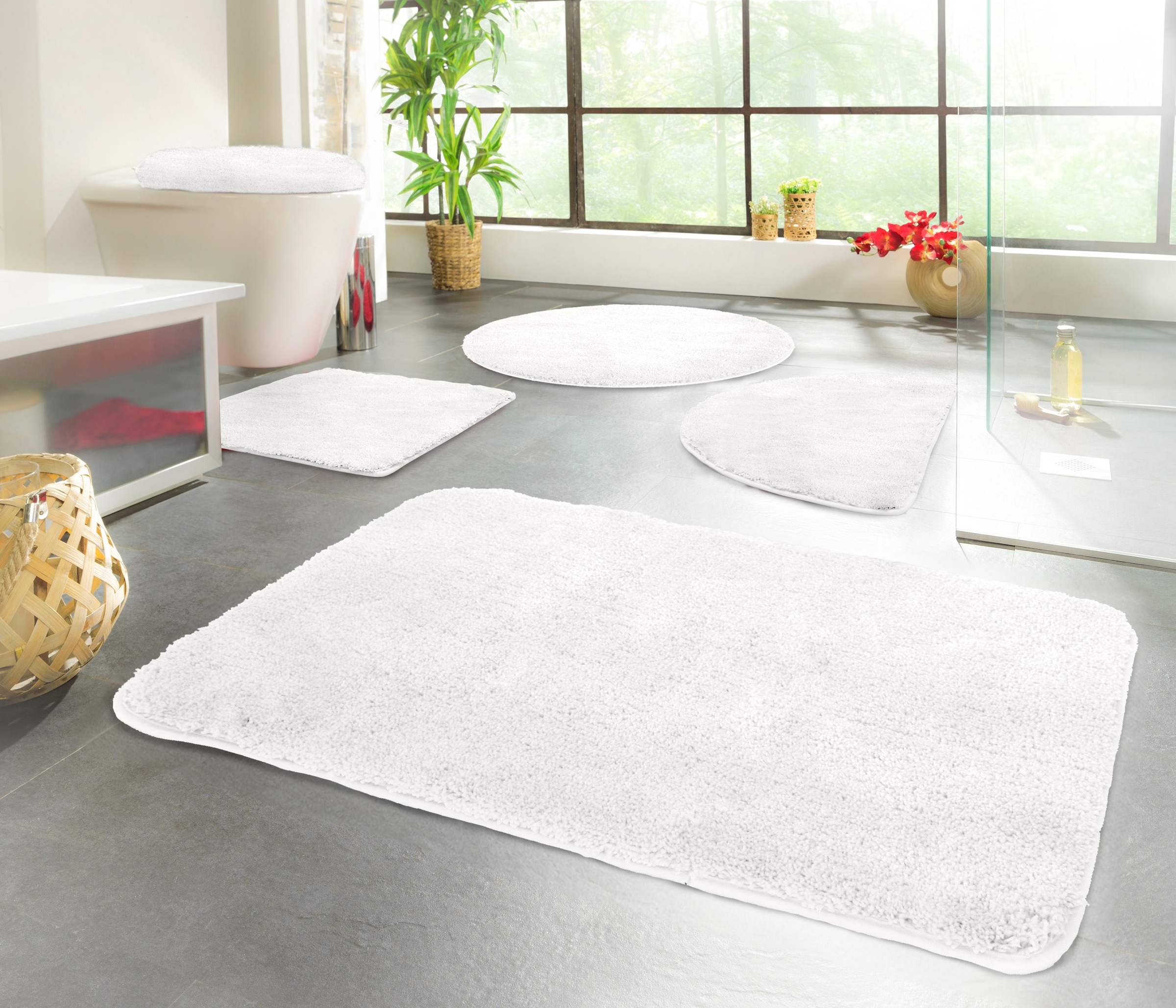 KiNZLER Badematte »Chaozhou, Badvorleger, Badezimmer Teppich« Höhe 20 mm rutschhemmend beschichtet fußbodenheizungsgeeignet Badteppich, Uni Farben, weich, als rechteckig, rund & Set erhältlich
