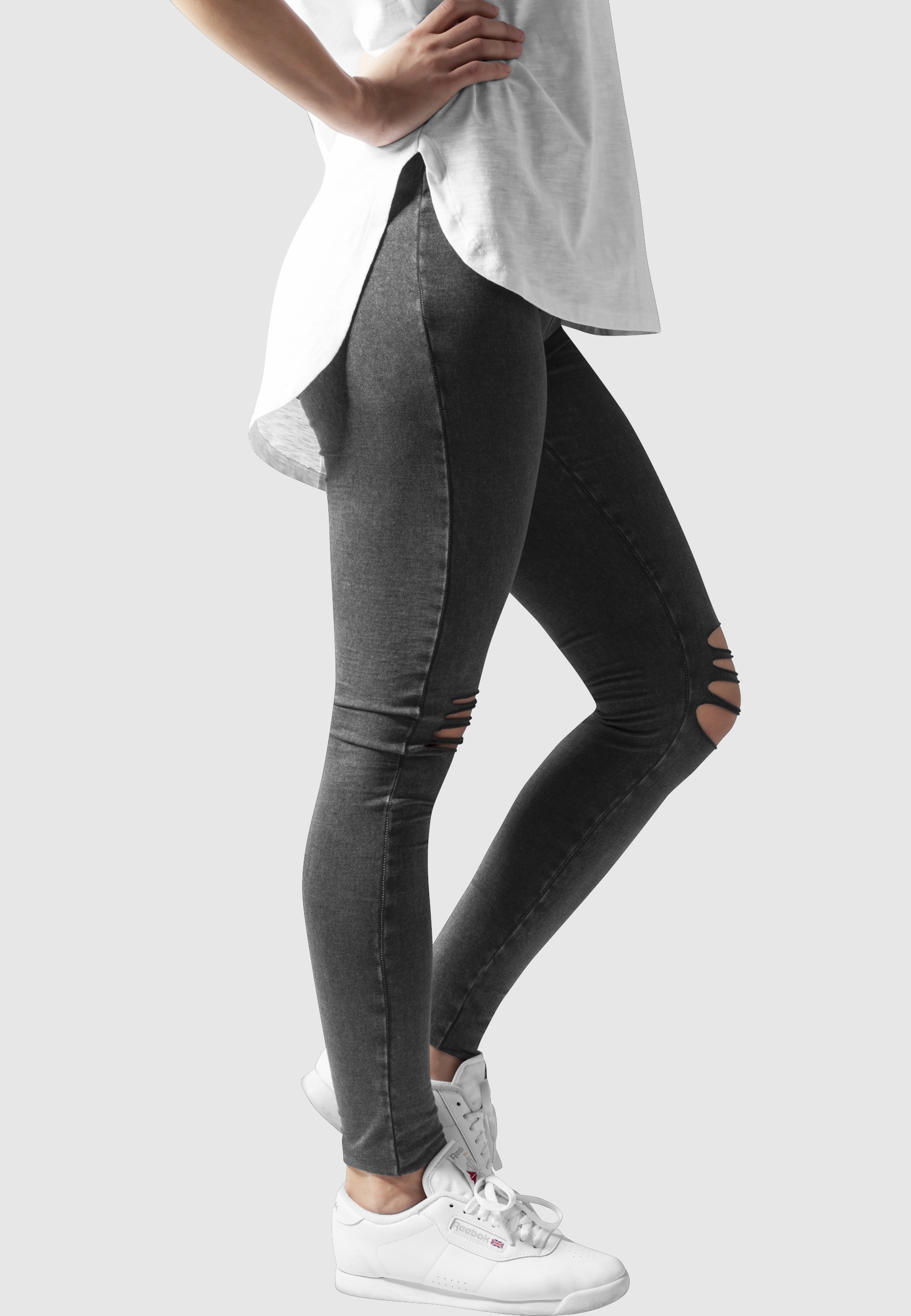 URBAN CLASSICS Leggings »Urban Classics Damen Ladies Cutted Knee Leggings«