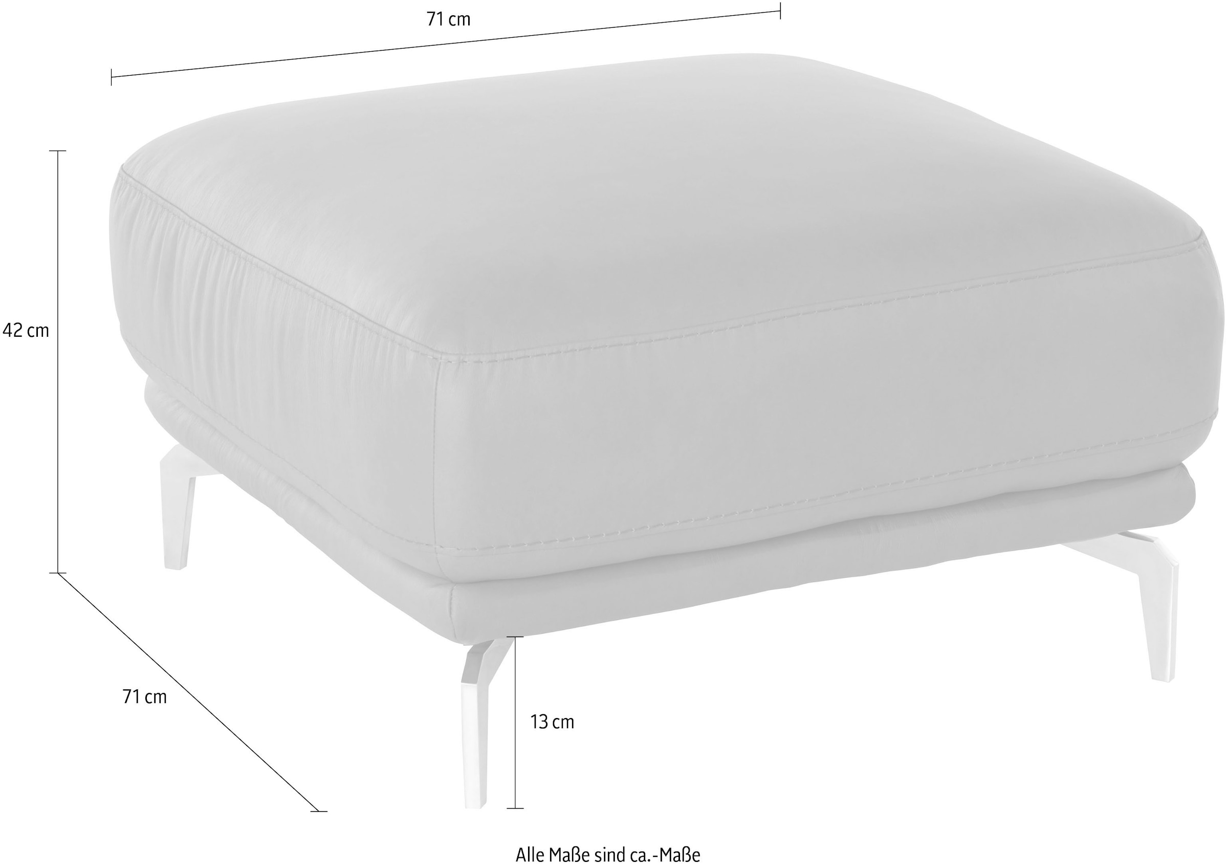 W.SCHILLIG Hocker »montanaa«, mit Metallfüßen in Silber matt, Breite 71 cm