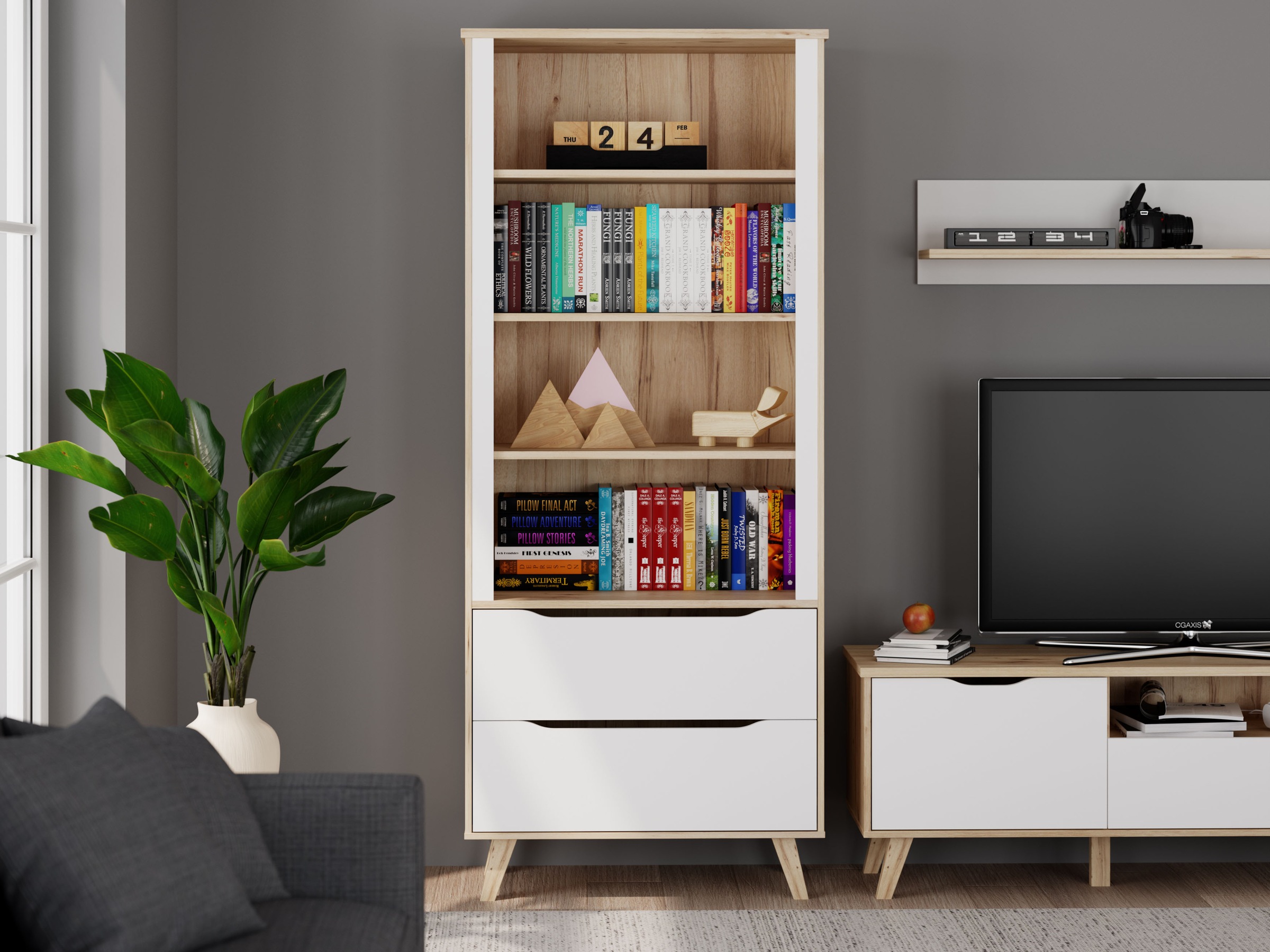 FORTE Wandregal »Vankka Regal 2 Schubkästen« B/H/T 84,7/201,5/41,7 cm, Rega günstig online kaufen