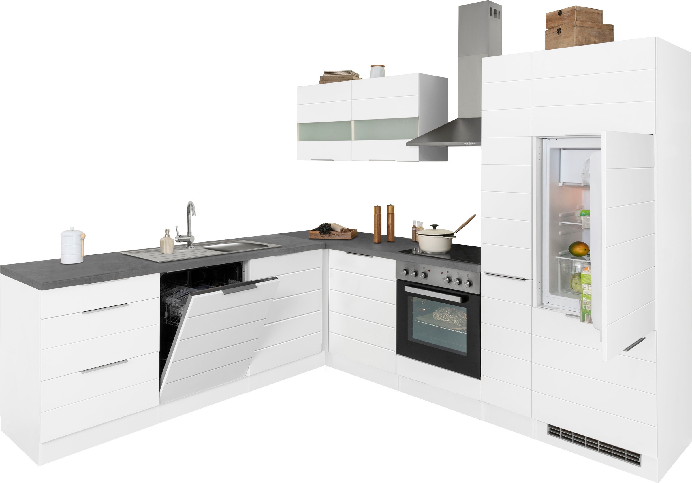 KOCHSTATION Winkelküche »KS-Luhe«, Stellbreite 240x270 cm, wahlweise mit oder ohne E-Geräten, MDF-Fronten