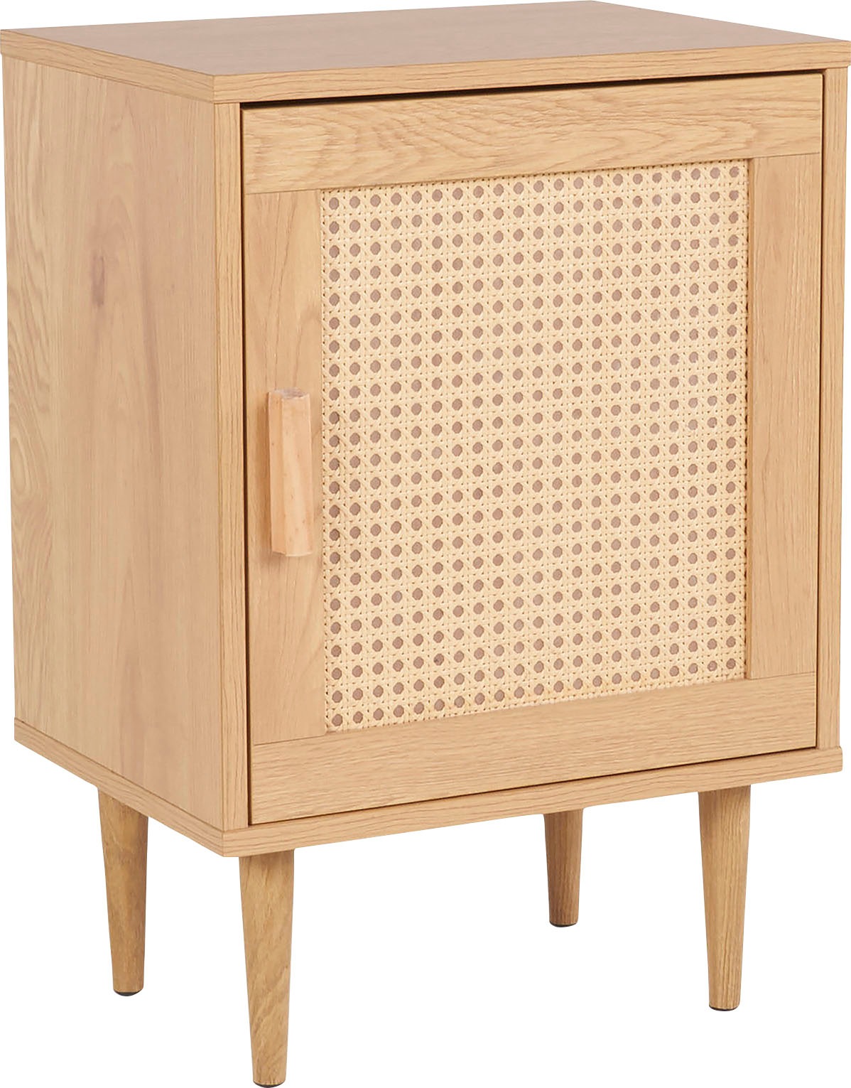 Homexperts Nachtkommode »Andy«, Kiefer Optik, Eisenfüße, B 40 T 30 H 58cm, Rattan, Kiefergriff, 1 Tür