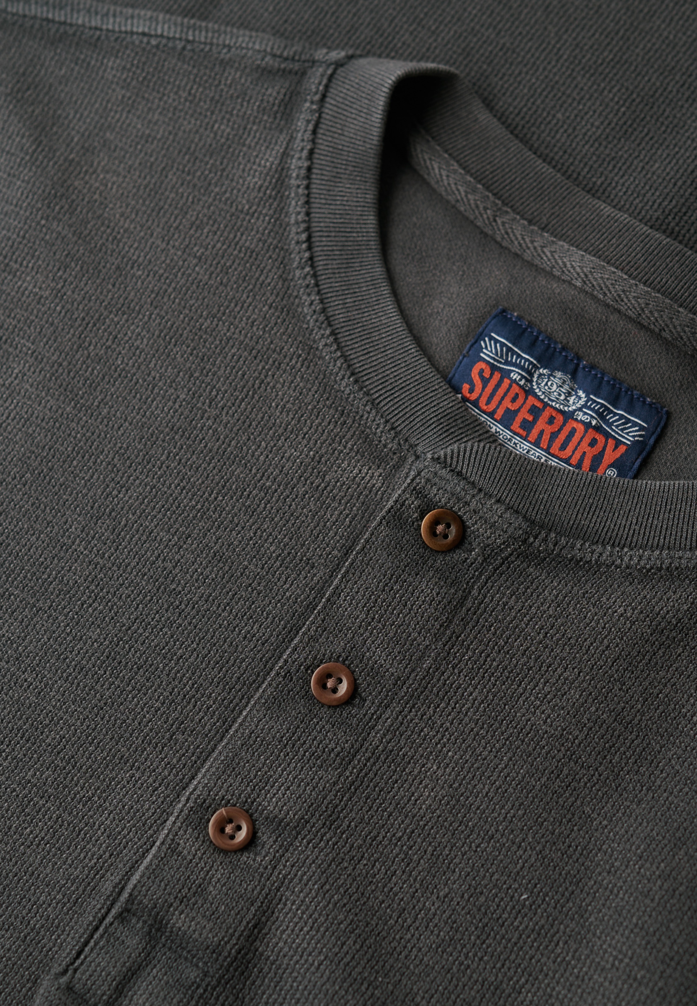 Superdry Langarmshirt »WAFFLE LONG SLEEVE HENLEY TOP«
