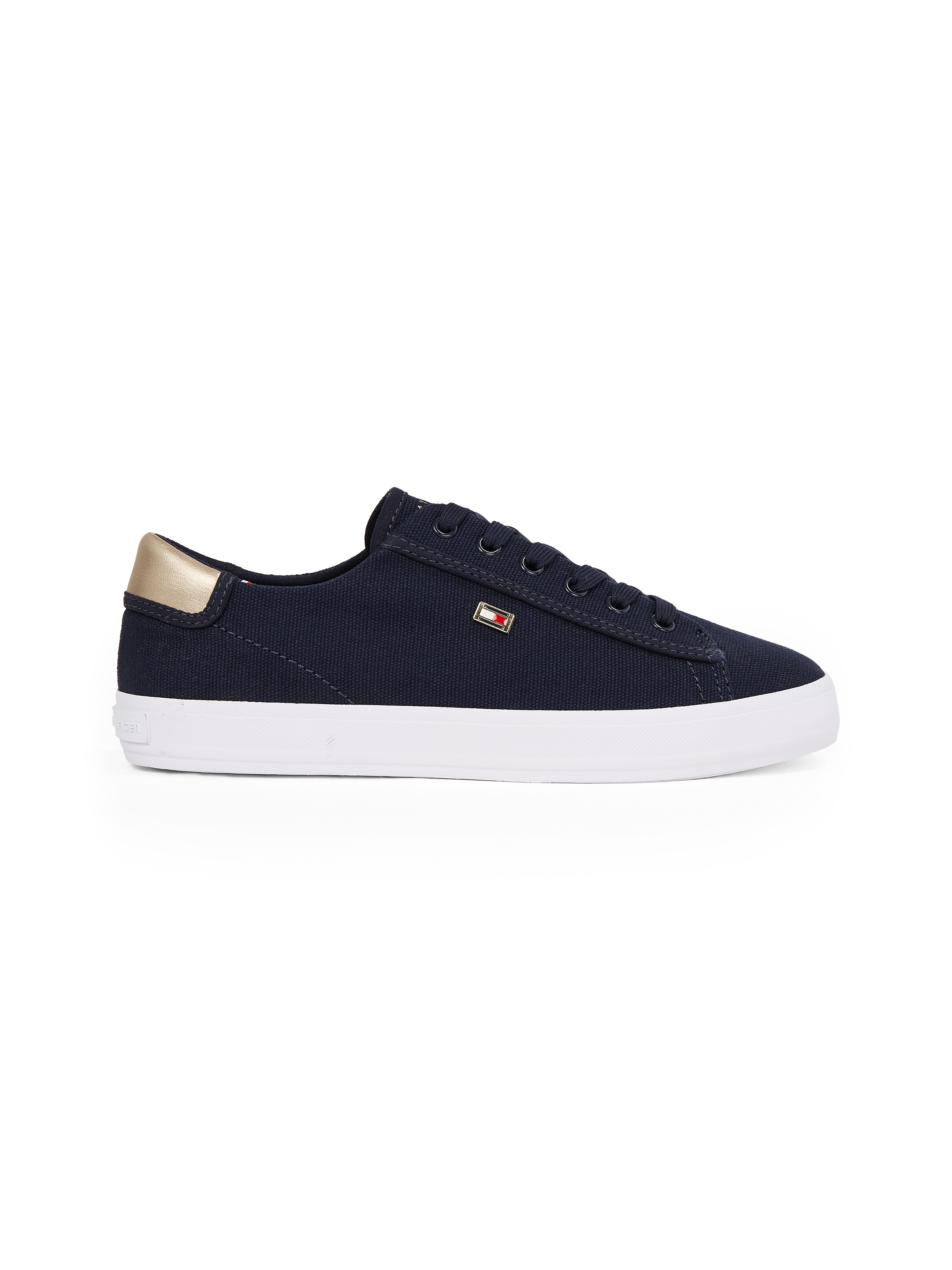 Tommy Hilfiger Plateausneaker »VULC CANVAS LACE UP SNEAKER«, Freizeitschuh, Halbschuh, Schnürschuh, in schmaler Form