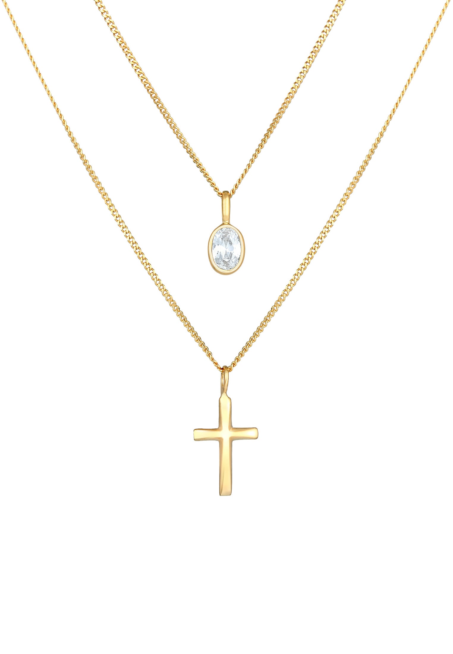 Elli Gliederkette »Layer Zirkonia Kreuz Glaube 925 Silber«