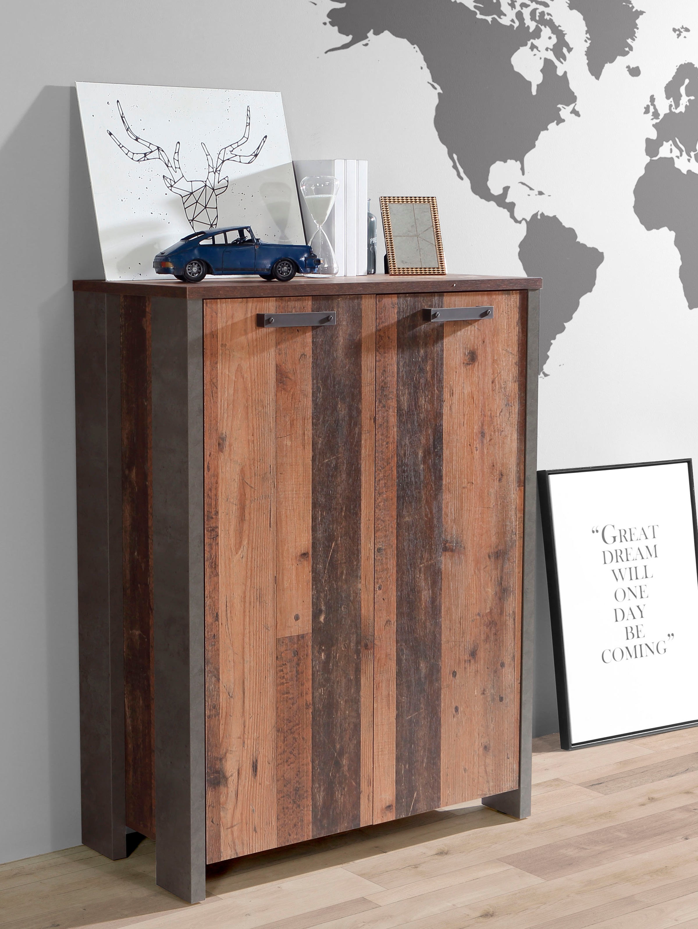 FORTE Kommode »Clif«, Aktenschrank im Industriestil, Breite 86 cm x Höhe 115 cm
