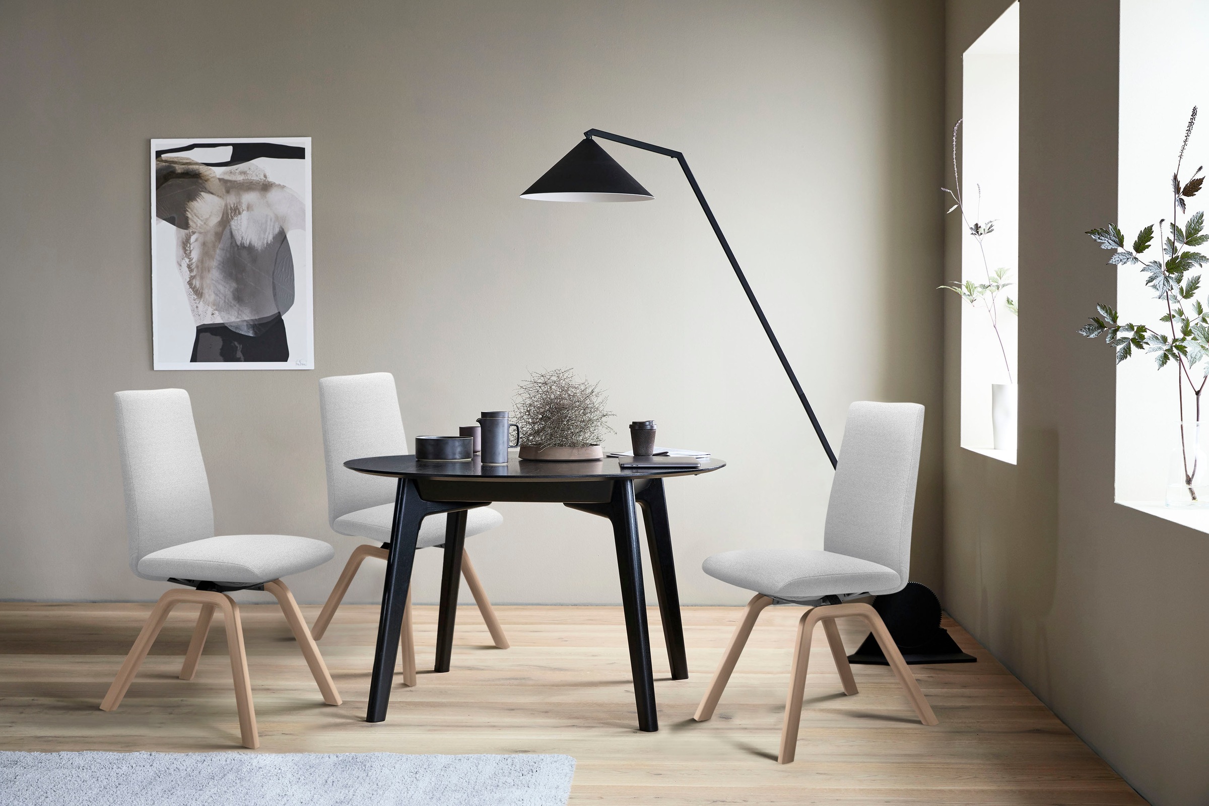 Stressless® Polsterstuhl »Laurel«, ROHLEDER Stoff Q2 FARON, Low Back, Größe L, mit schräggestellten Beinen in Eiche gekalkt