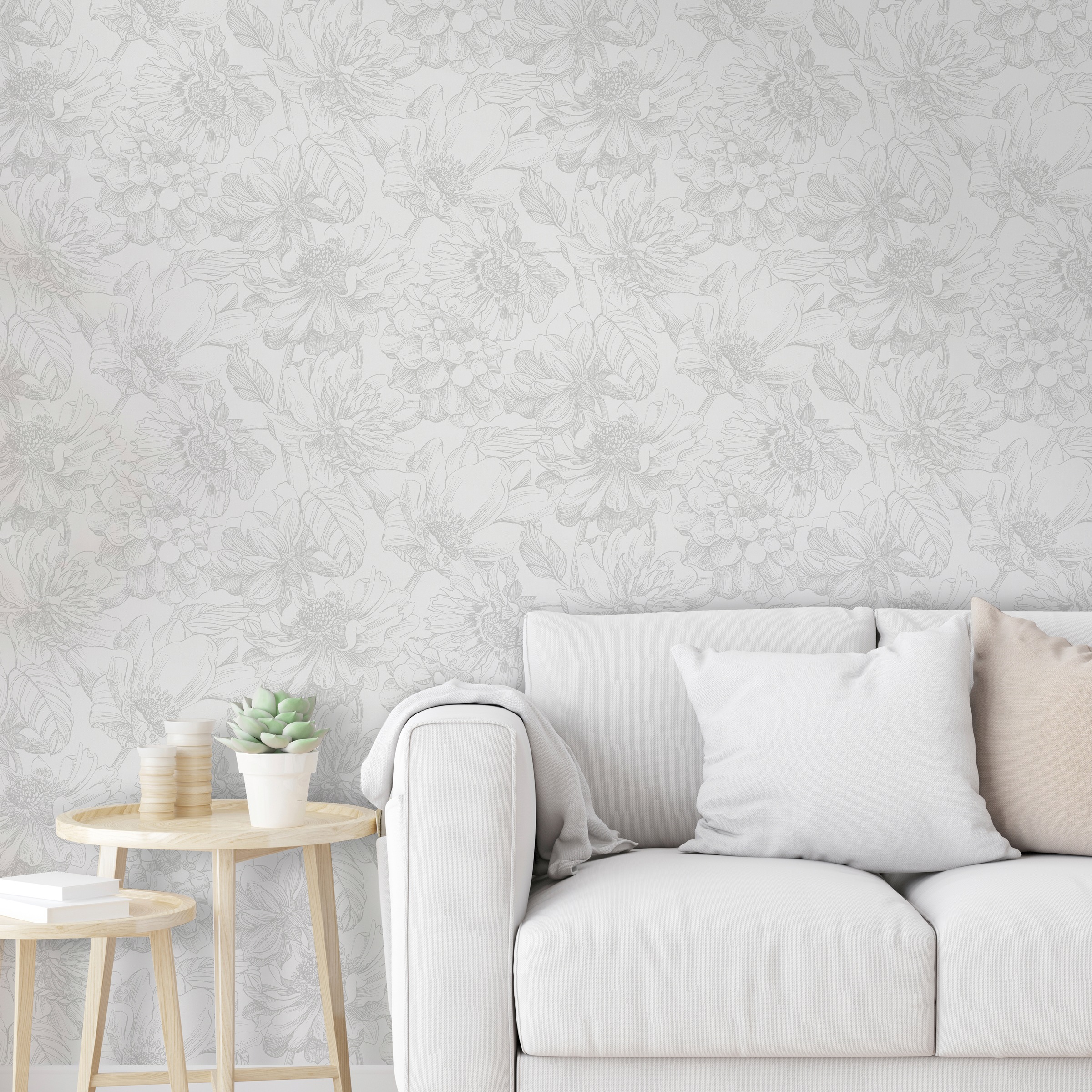 Art for the home Vliestapete »Soft Blush Dahlia«, geblümt, Grau - 53x10m