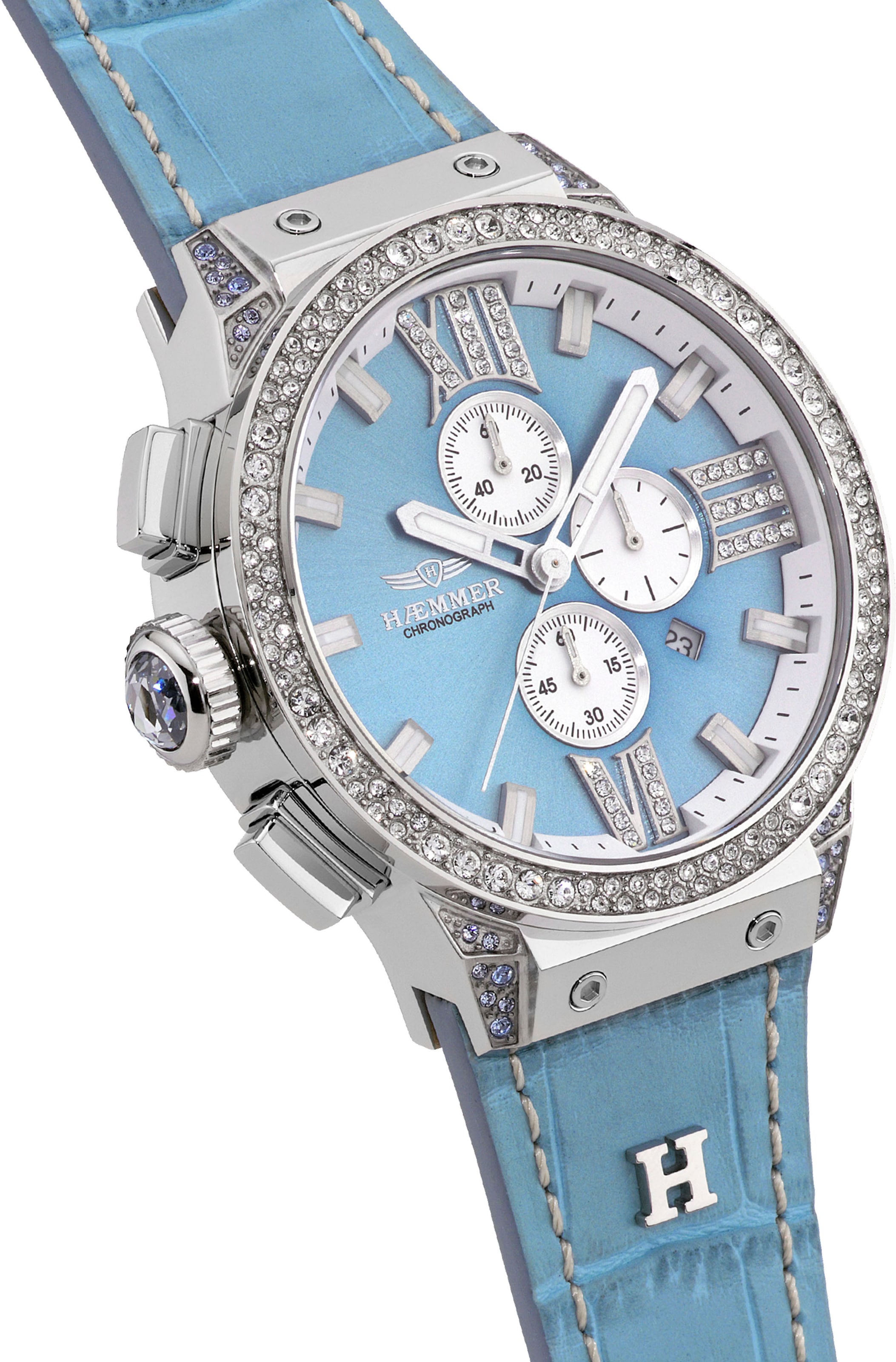 HAEMMER GERMANY Chronograph »EMINENT«, Quarzuhr, Damenuhr, Datum, Stoppfunktion, Saphirglas, Lederarmband
