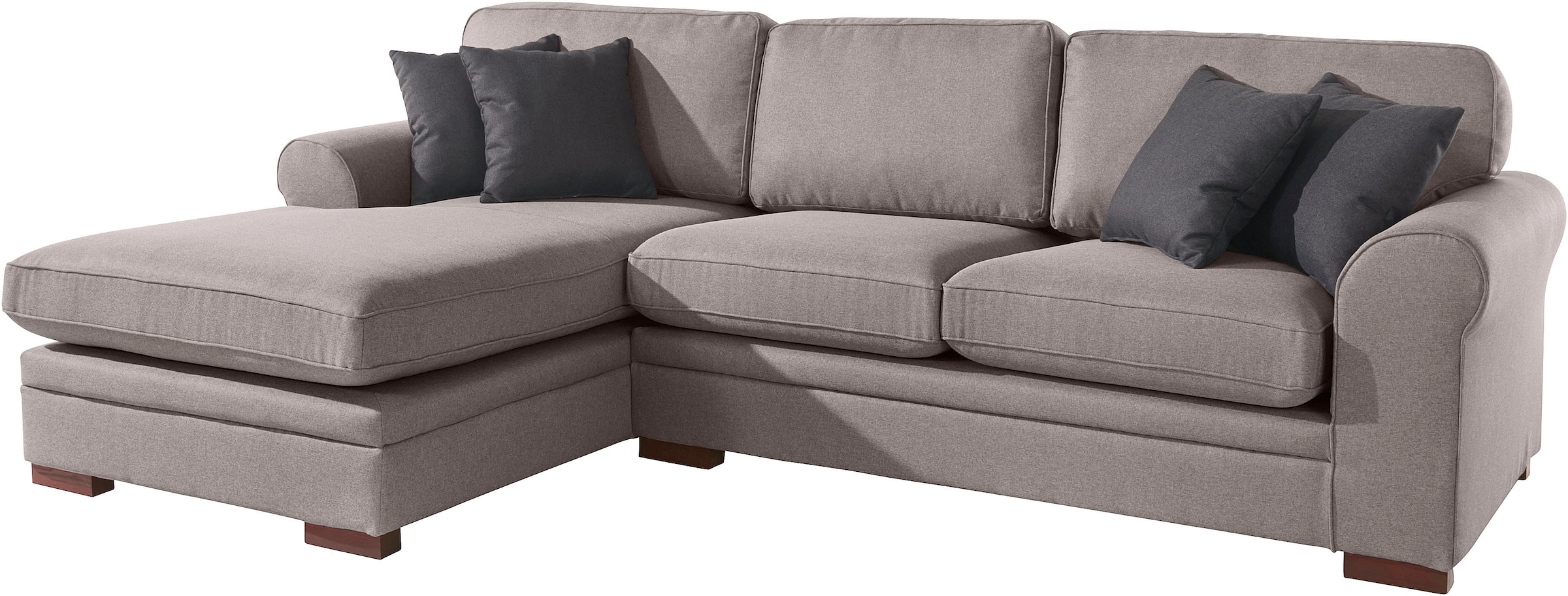 Home affaire Ecksofa »Broughton L-Form«, weicher Sitzkomfort, incl. 4 Zierkissen, Keder