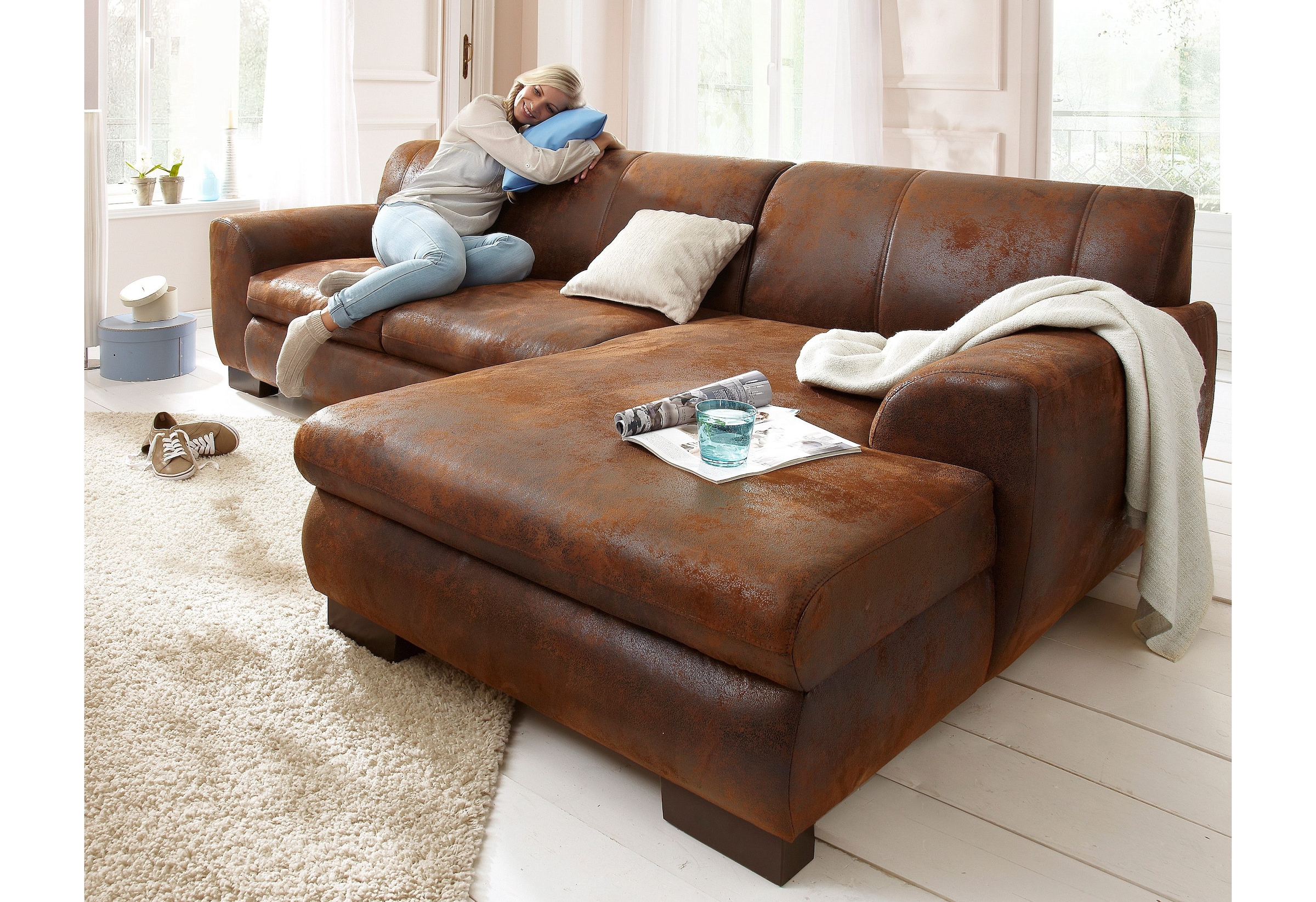 Home affaire Ecksofa "Nika zeitlos und elegant, L-Form", wahlweise mit Bett günstig online kaufen