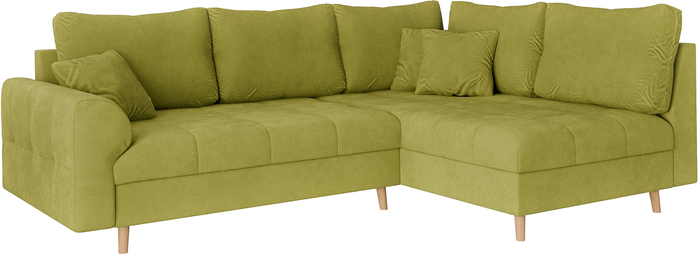 Home affaire Ecksofa »CHARRE L-Form mit Ottomane, Maße B/T/H: 231/161/81 cm«, feine Steppung, lose Rücken- und Zierkissen, auch in Cord und Bouclé