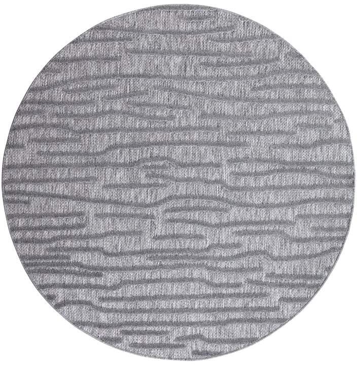 Carpet City Teppich »In-& Outdoorteppich Santorini 450, 3D-Effekt, Gestreift«, rund, 5 mm Höhe, Wetterfest & UV-beständig für Terrasse, Balkon, Küche, Flur