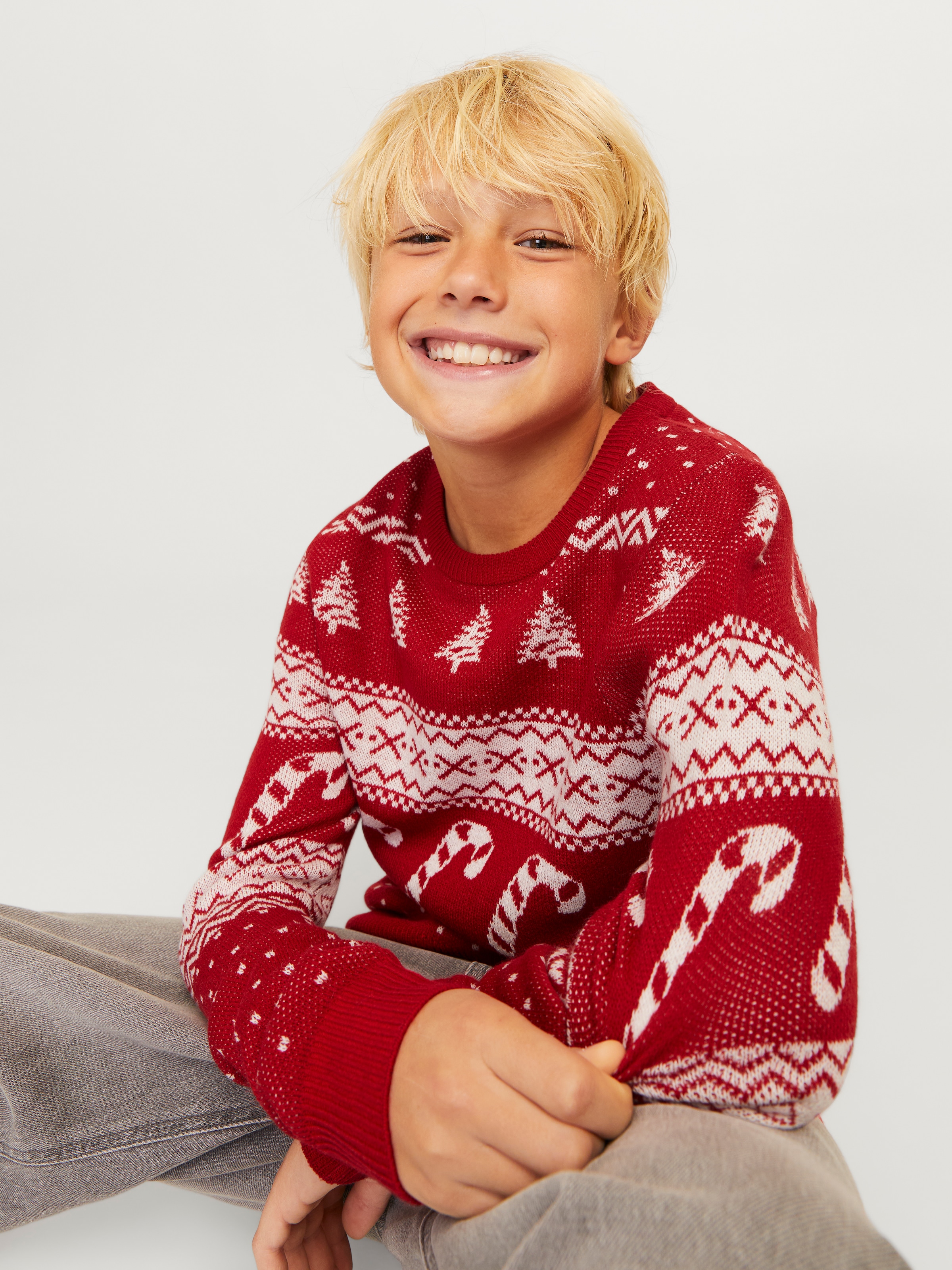 Jack & Jones Junior Rundhalspullover »JJXMAS GABRIEL KNIT CREW NECK JNR«, mit weihnachtlichem Muster