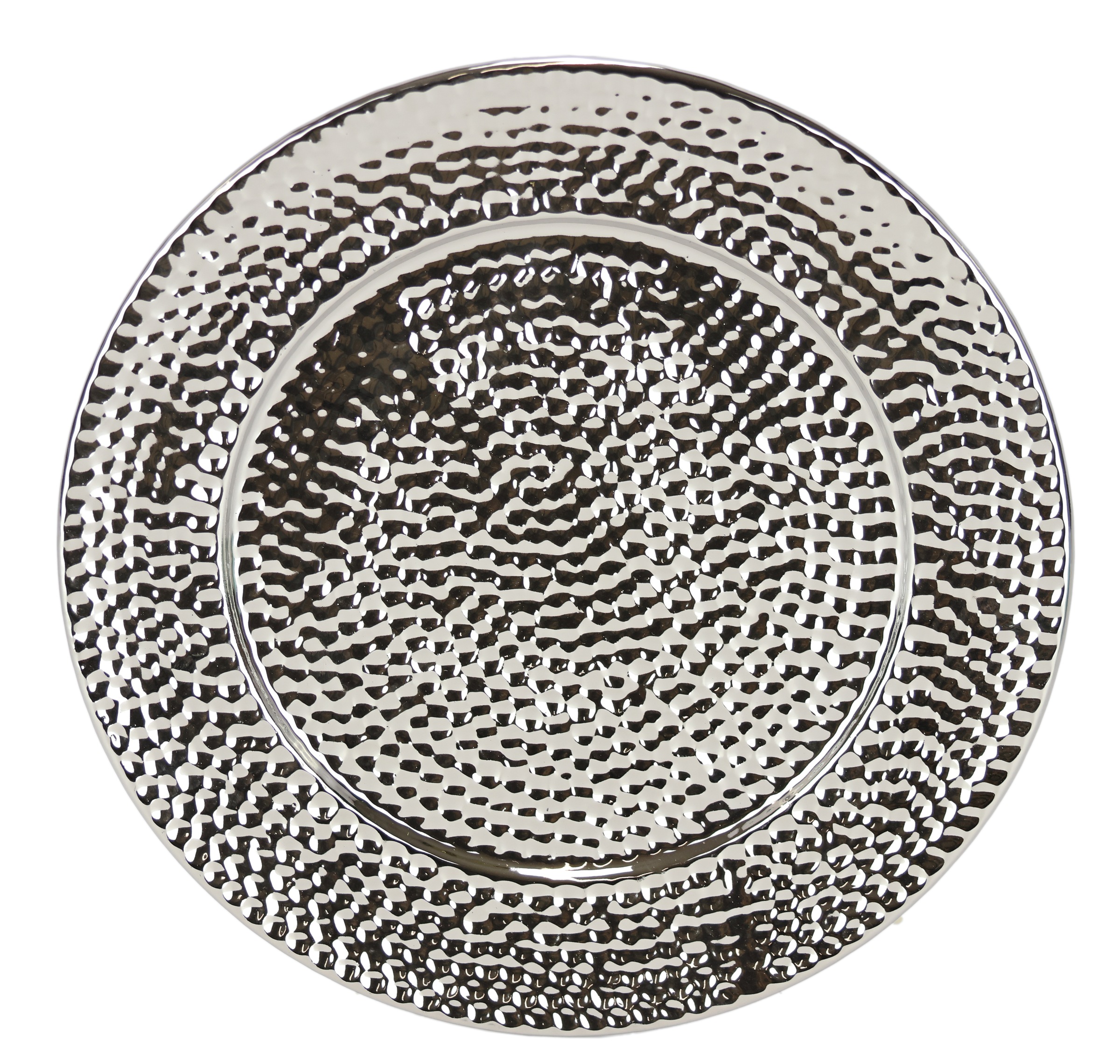 I.GE.A. Dekotablett »Keramik-Schale«, (1 St.), Dekoschale silber Tablett Weihnachtsdeko Deko Advents-Tablett rund