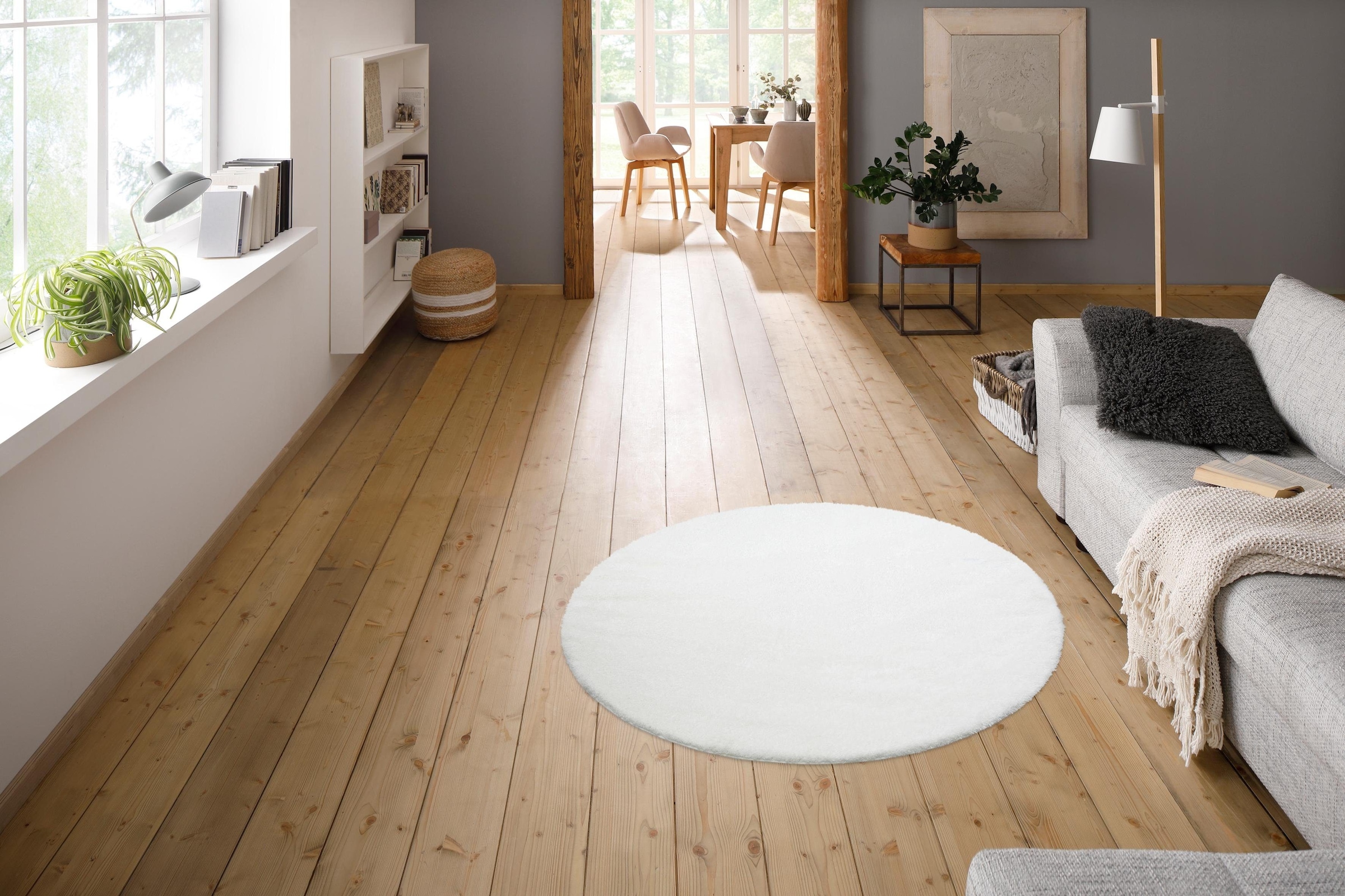 my home Hochflor-Teppich »Malin«, rund, 43 mm Höhe, Uni-Farben, leicht glänzend, besonders flauschig durch Mikrofaser