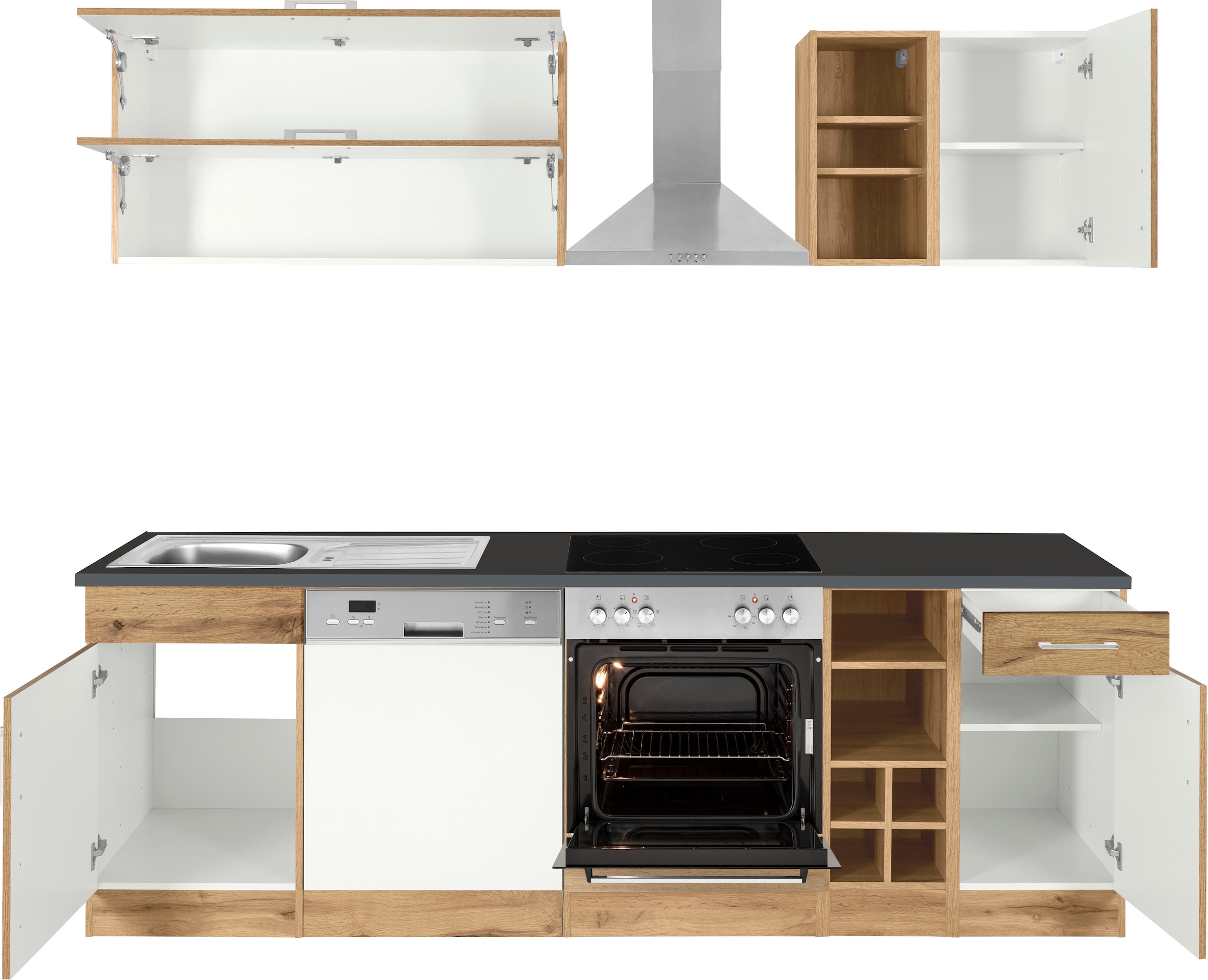 KOCHSTATION Küchenzeile »KS-Colmar«, mit E-Geräten, Breite 240 cm