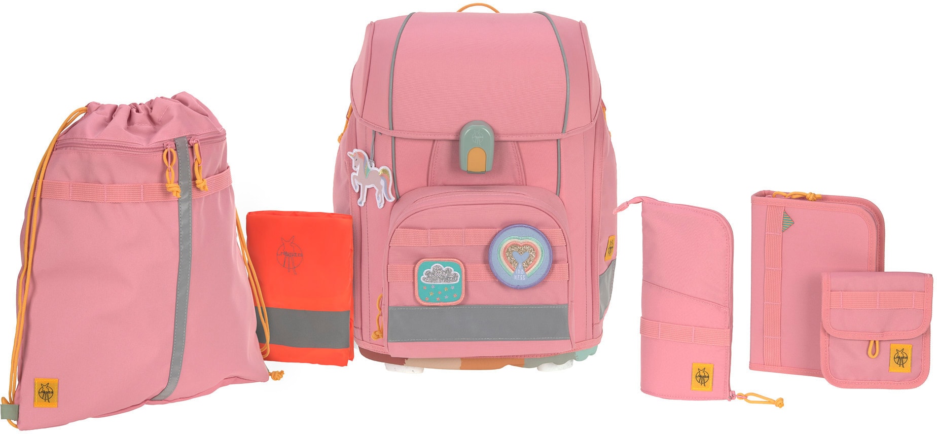 Lässig Damen LÄSSIG Schulranzen »Unique, Boxy, Pink« Reflektoren PETA-approved vegan; aus recycelten PET-Flaschen pink